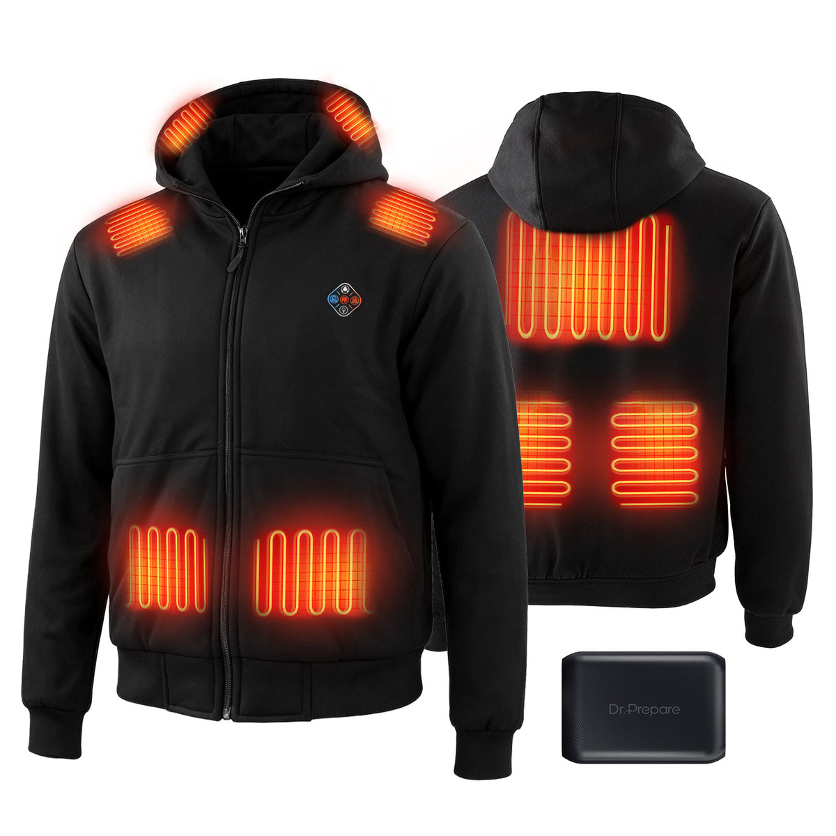 DR.PREPARE Unisex Full-Zip Heated Hoodie with 16000mAh Battery Pack