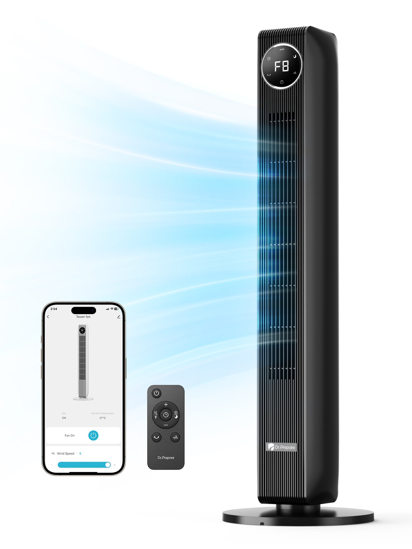 DR.PREPARE 40” Tower Fan with App & Remote Control