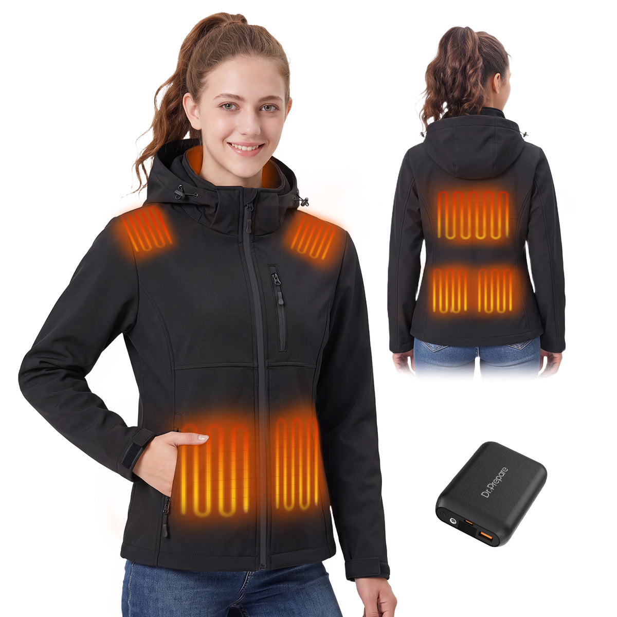 DR. PREPARE Women's Heated Waterproof Jackets with 16000mAh Power Bank