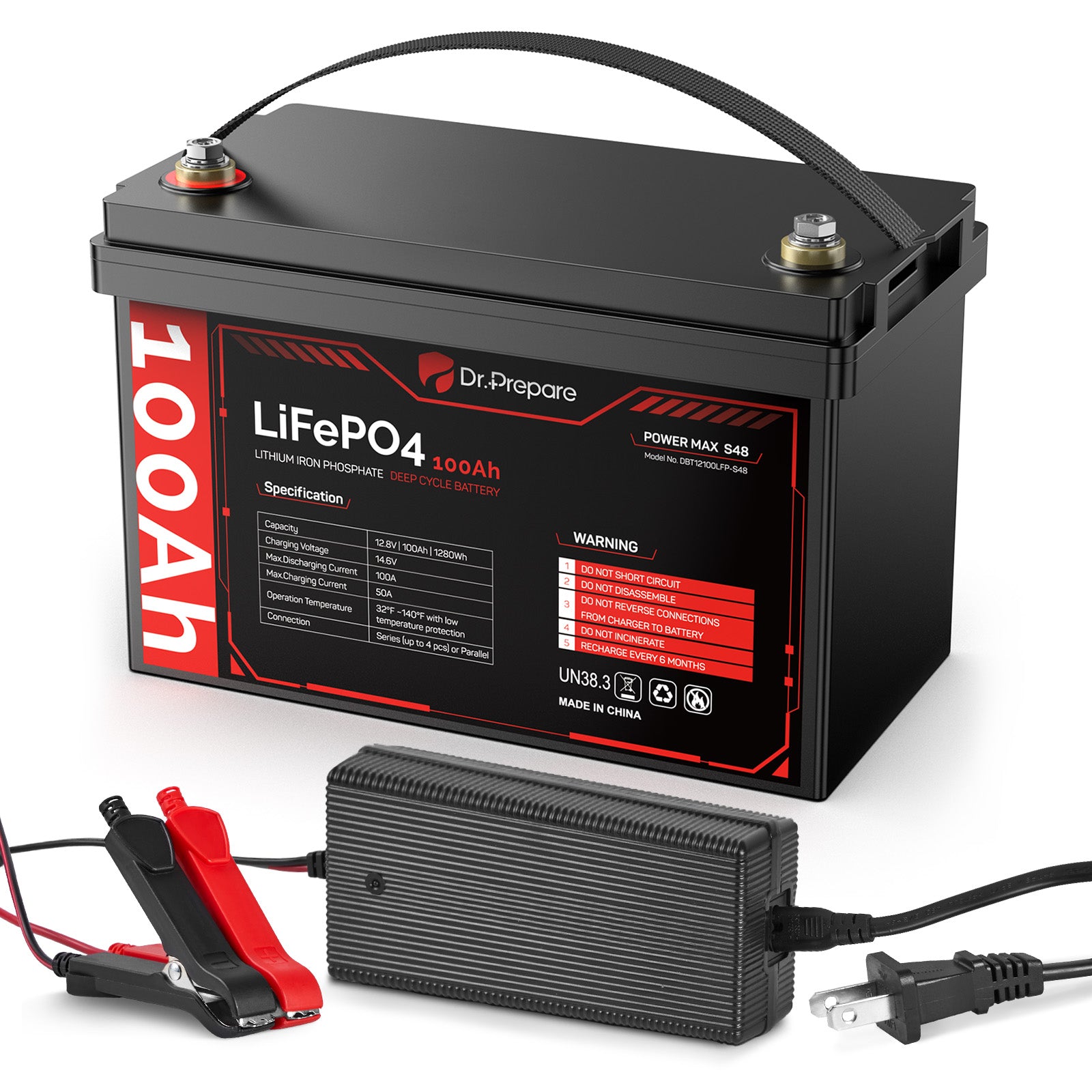 Multiple Packs 12V 100Ah LiFePO4 Lithium Battery - Connect In Series [10-Year Warranty]