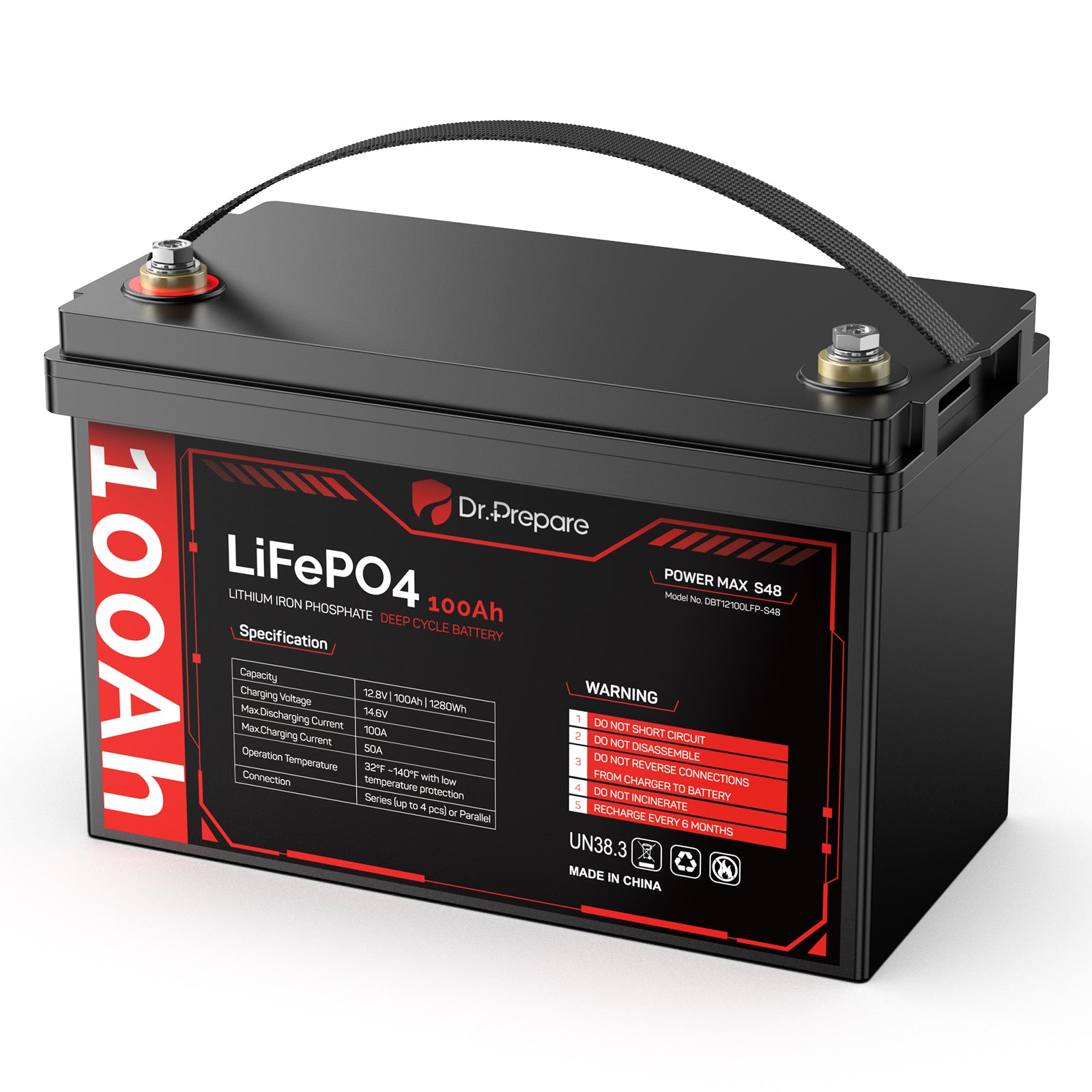 Multiple Packs 12V 100Ah LiFePO4 Lithium Battery - Connect In Series [10-Year Warranty]