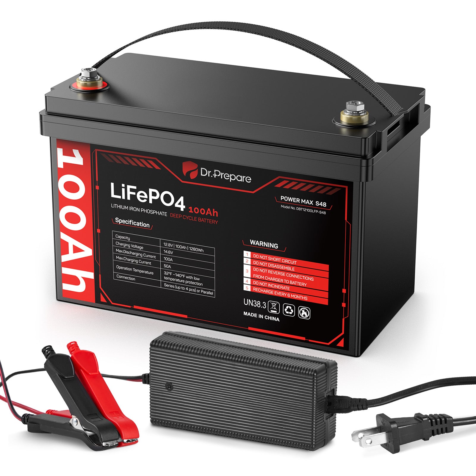Multiple Packs 12V 100Ah LiFePO4 Lithium Battery - Connect In Series [10-Year Warranty]