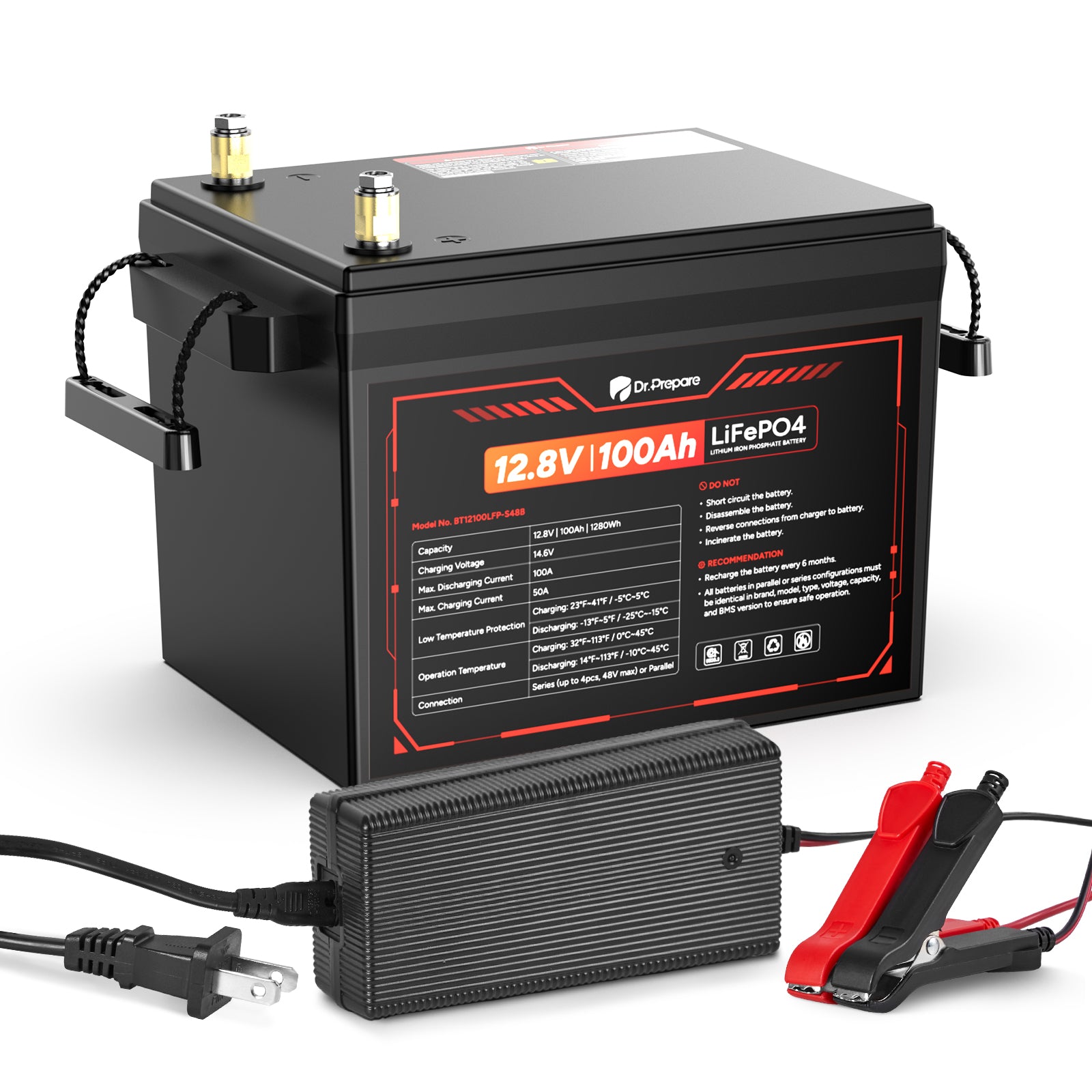 12V 100Ah LiFePO4 Lithium Battery- Compact Size