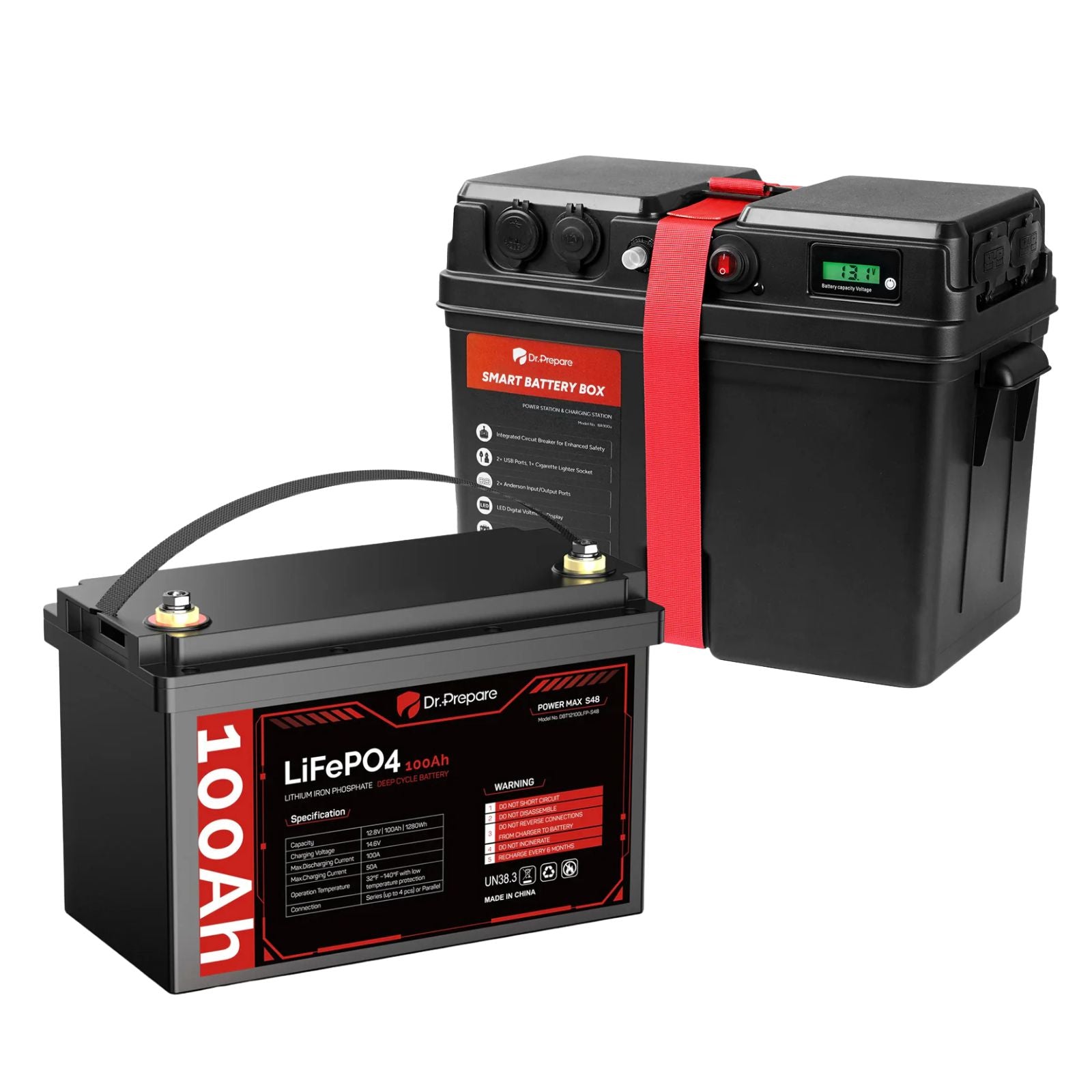 Multiple Packs 12V 100Ah LiFePO4 Lithium Battery - Connect In Series [10-Year Warranty]