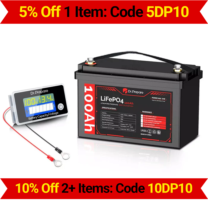 12V 100Ah LiFePO4 Lithium Battery - Connect In Series [10-Year Warranty]