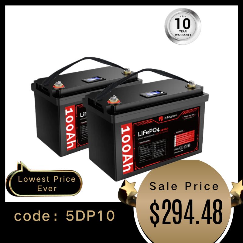 Multiple Packs 12V 100Ah LiFePO4 Lithium Battery with LED Screen - Connect In Series [10-Year Warranty]