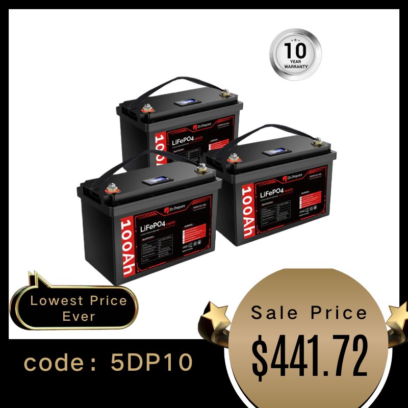Multiple Packs 12V 100Ah LiFePO4 Lithium Battery with LED Screen - Connect In Series [10-Year Warranty]