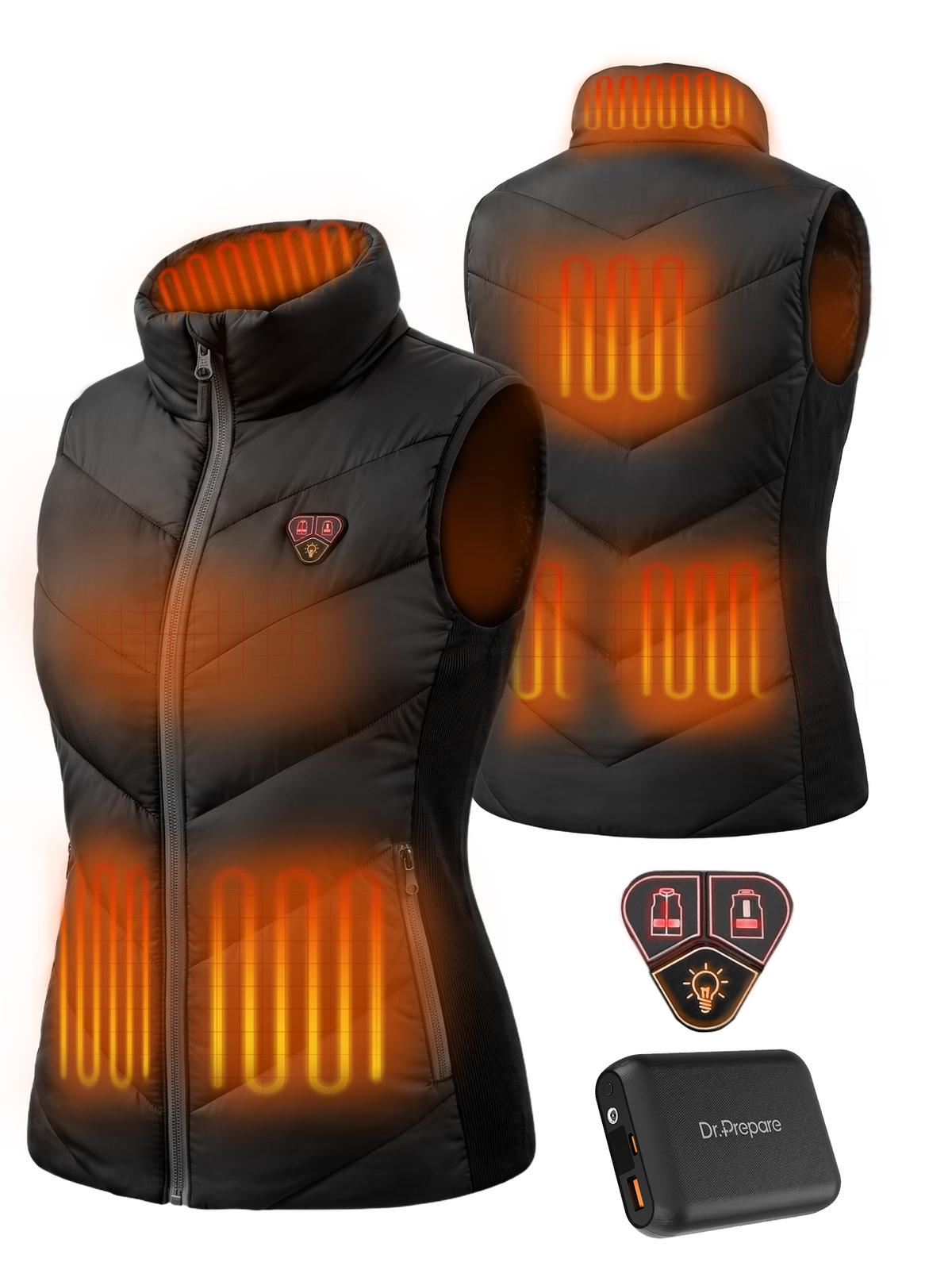 DR.PREPARE Heated Vest for Women, Contoured Fit, 16000mAh, 7.4V, 7H Heat