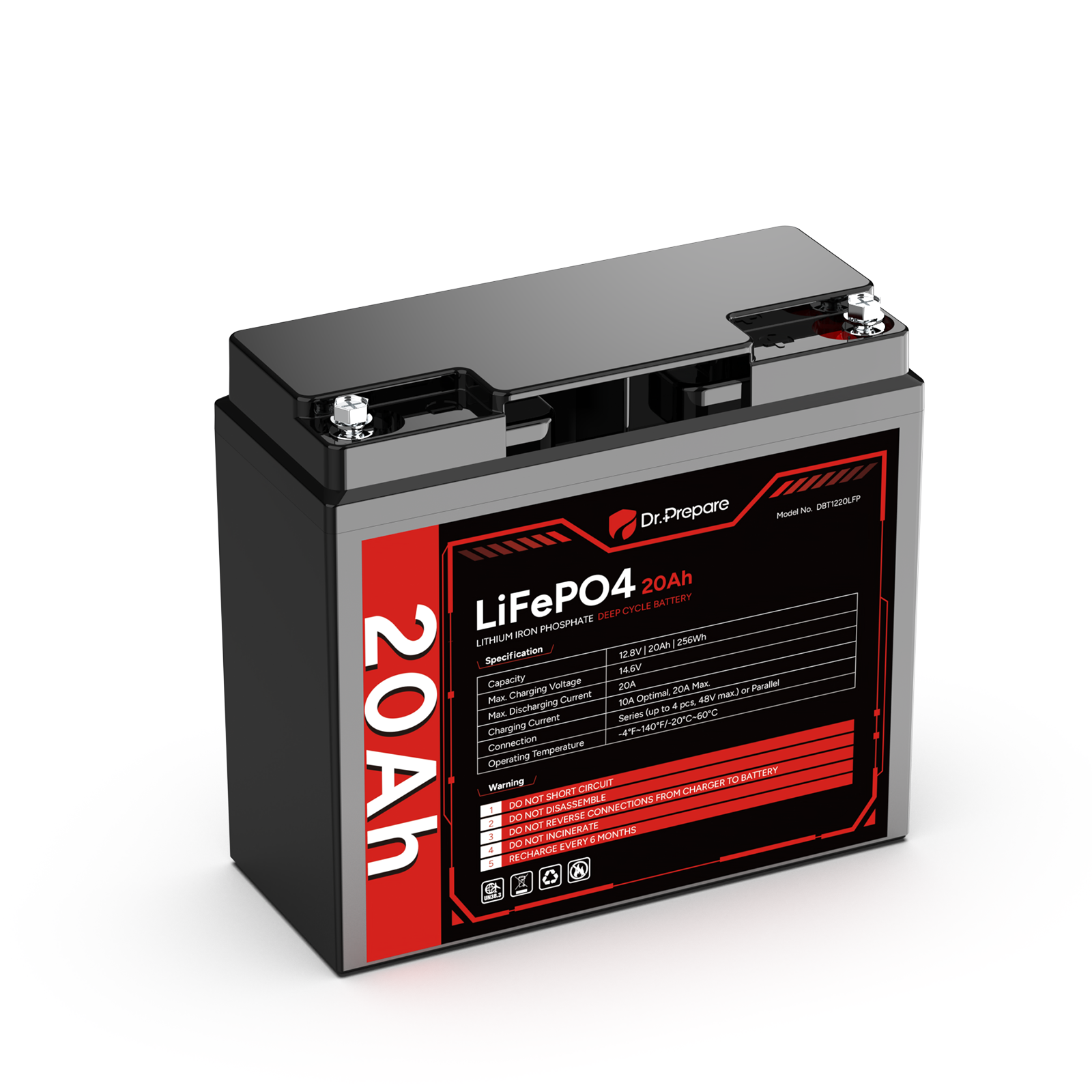 12V 20Ah LiFePO4 Lithium Deep Cycle Battery [10-Year Warranty]