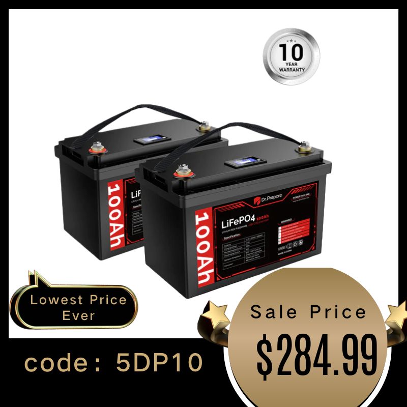 Multiple Packs 12V 100Ah LiFePO4 Lithium Battery with LED Screen - Connect In Series [10-Year Warranty]