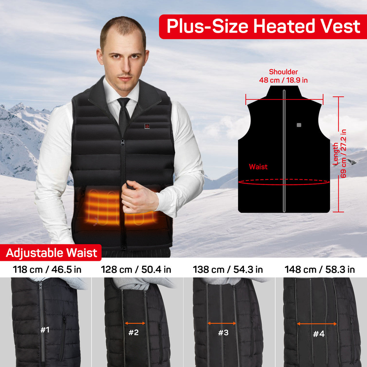 Unisex Heated Vest with 6 Heating Zones for Men Women