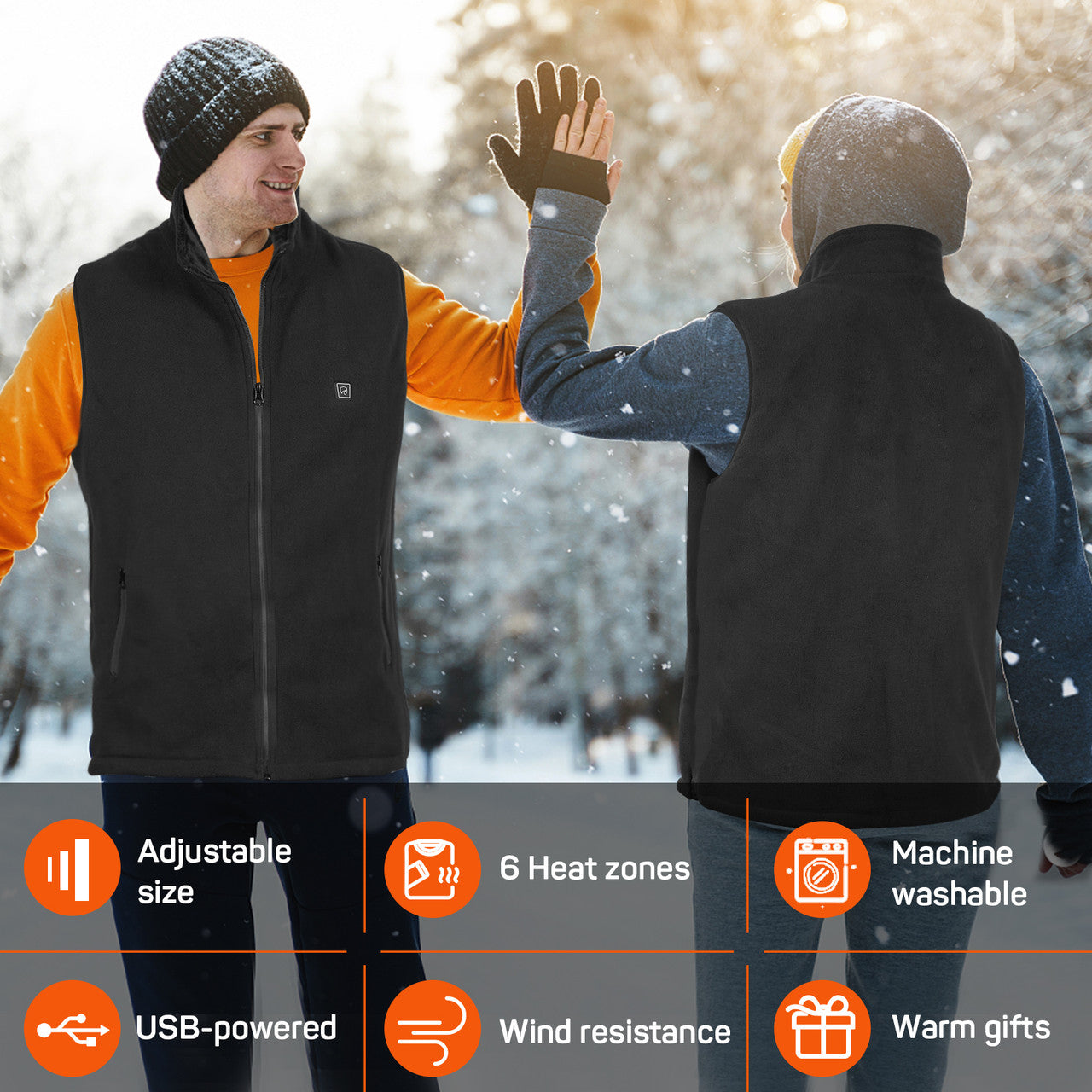 Dr. Prepare Heated Vest for Men Women, Unisex Warming Heated Fleece Vest, Lightweight USB Smart Electric Heated Jacket with Adjustable Size for Hiking Hunting (Battery Pack Not Included)