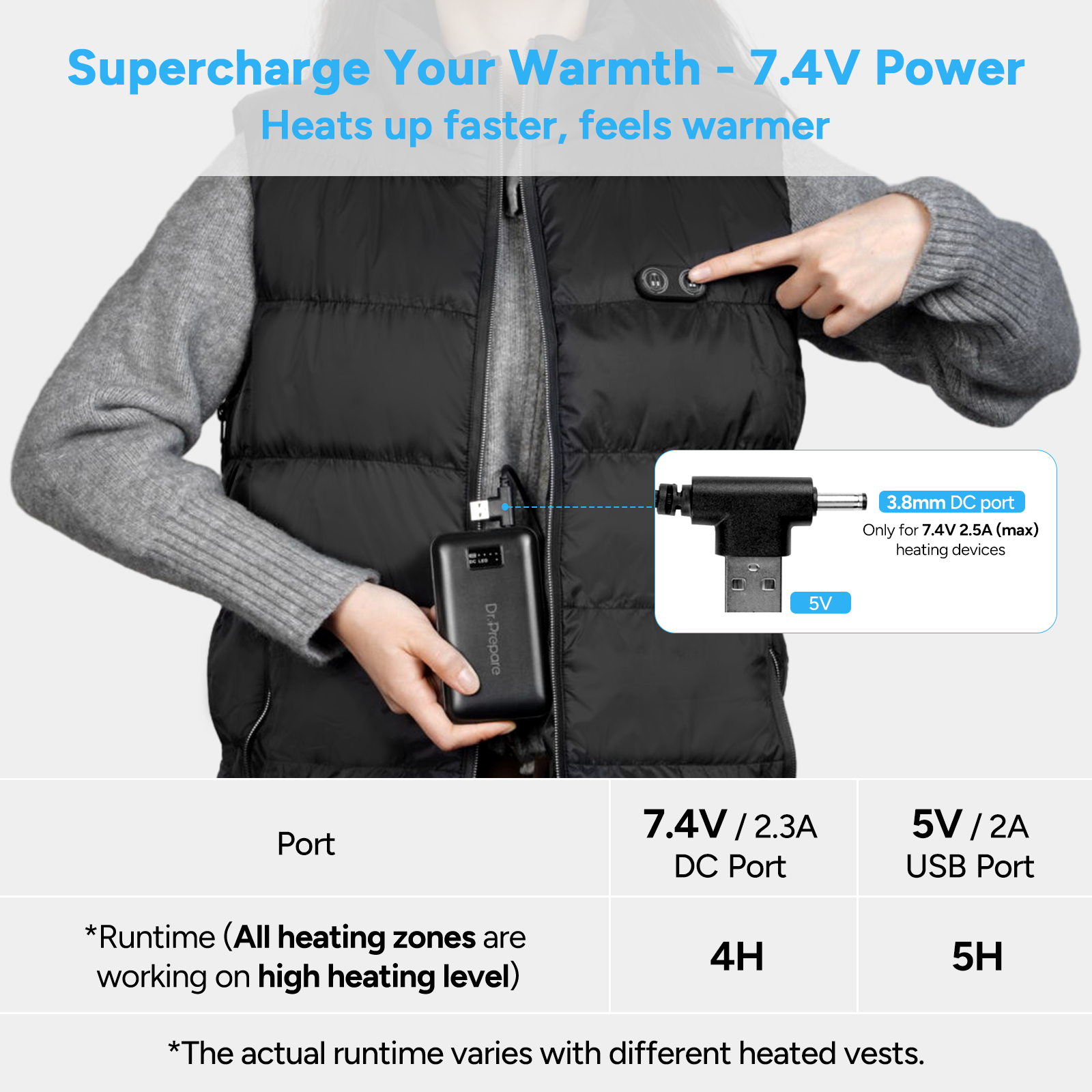 16000mAh Portable Power Bank for Heated Vest