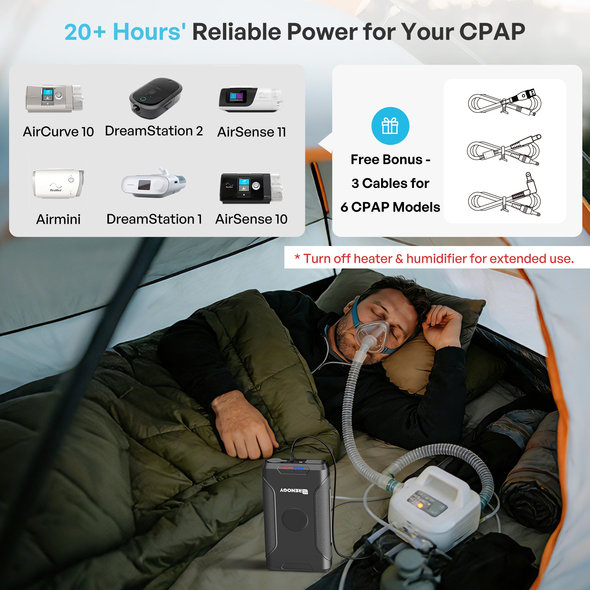 72000mAh 266Wh 12v Power Bank with 40W PD, Brick-Sized CPAP Battery for Camping