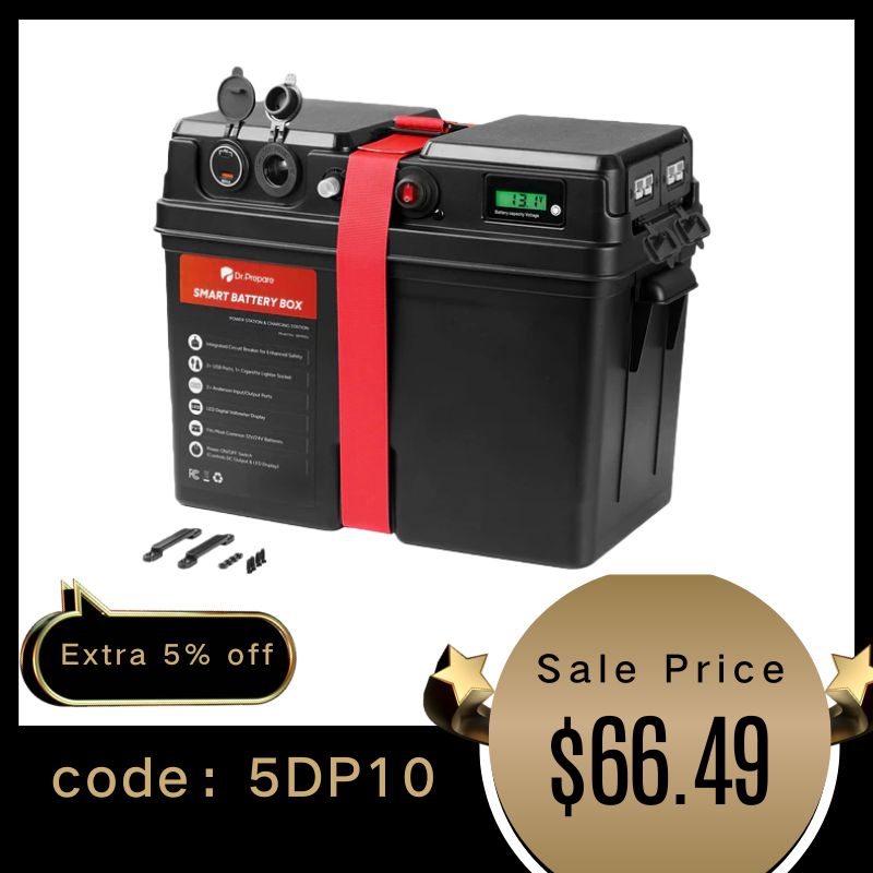 Smart Battery Box with USB, 12V/24V Cigarette Lighter, and Anderson Ports