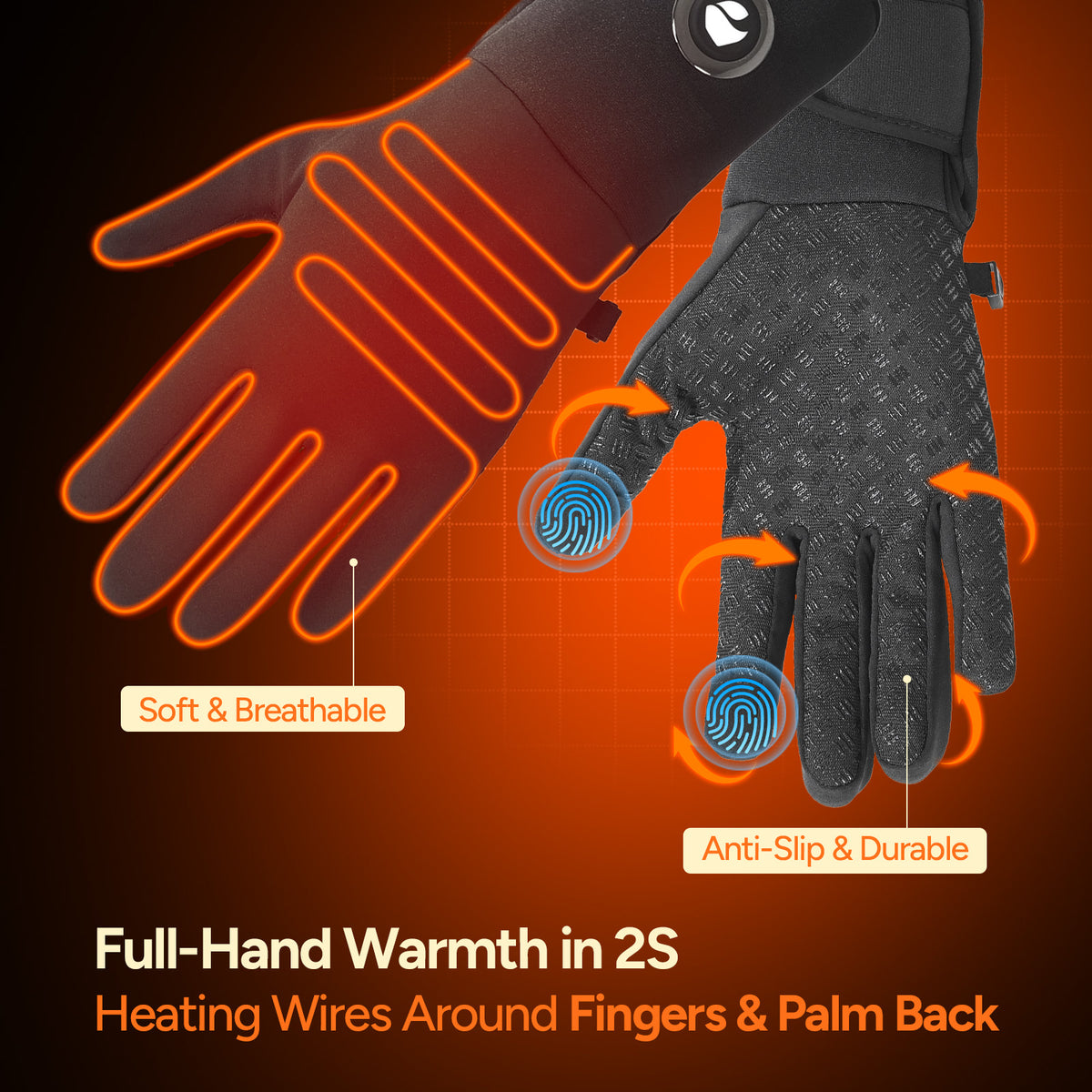 Heated Gloves with 7.4V 3200mAh Battery