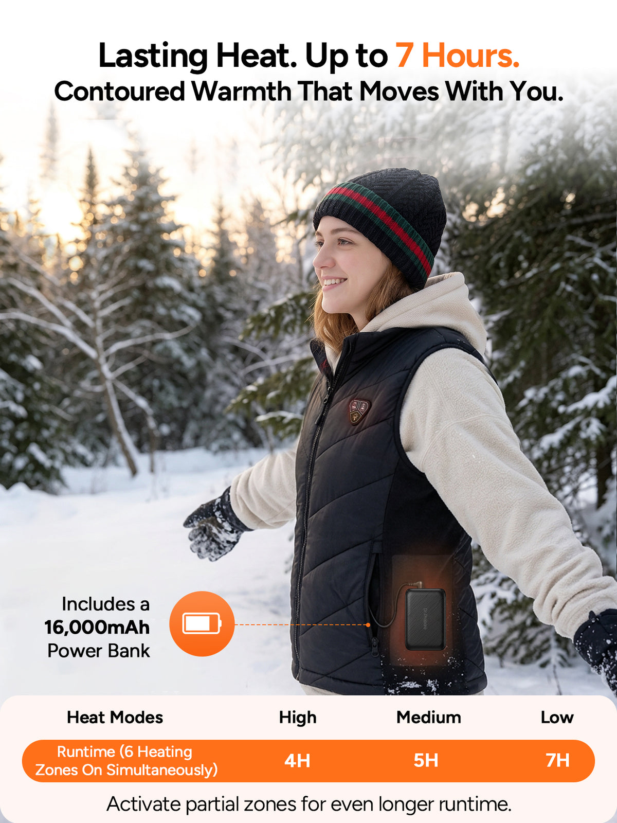 DR.PREPARE Heated Vest for Women, Contoured Fit, 16000mAh, 7.4V, 7H Heat