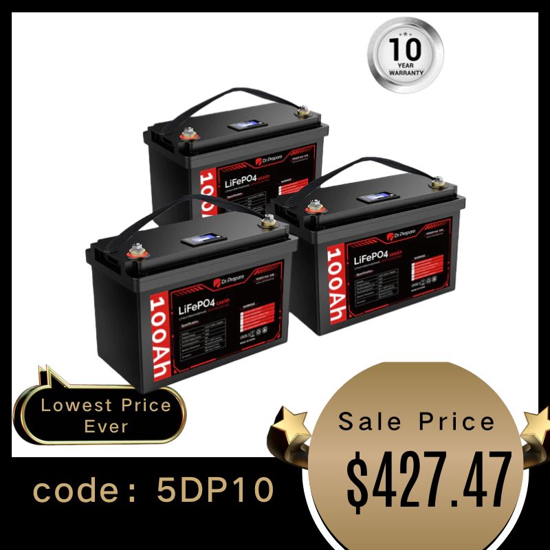 Multiple Packs 12V 100Ah LiFePO4 Lithium Battery with LED Screen - Connect In Series [10-Year Warranty]