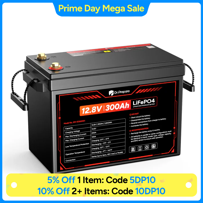 12V 300Ah LiFePO4 Lithium Battery  - Compact Size (10 Year Warranty)