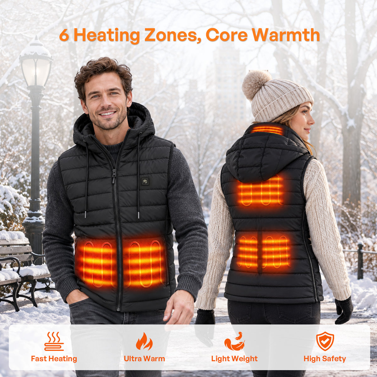 DR.PREPARE Heated Vest with Hooded Outerwear for Men Women S-2XL