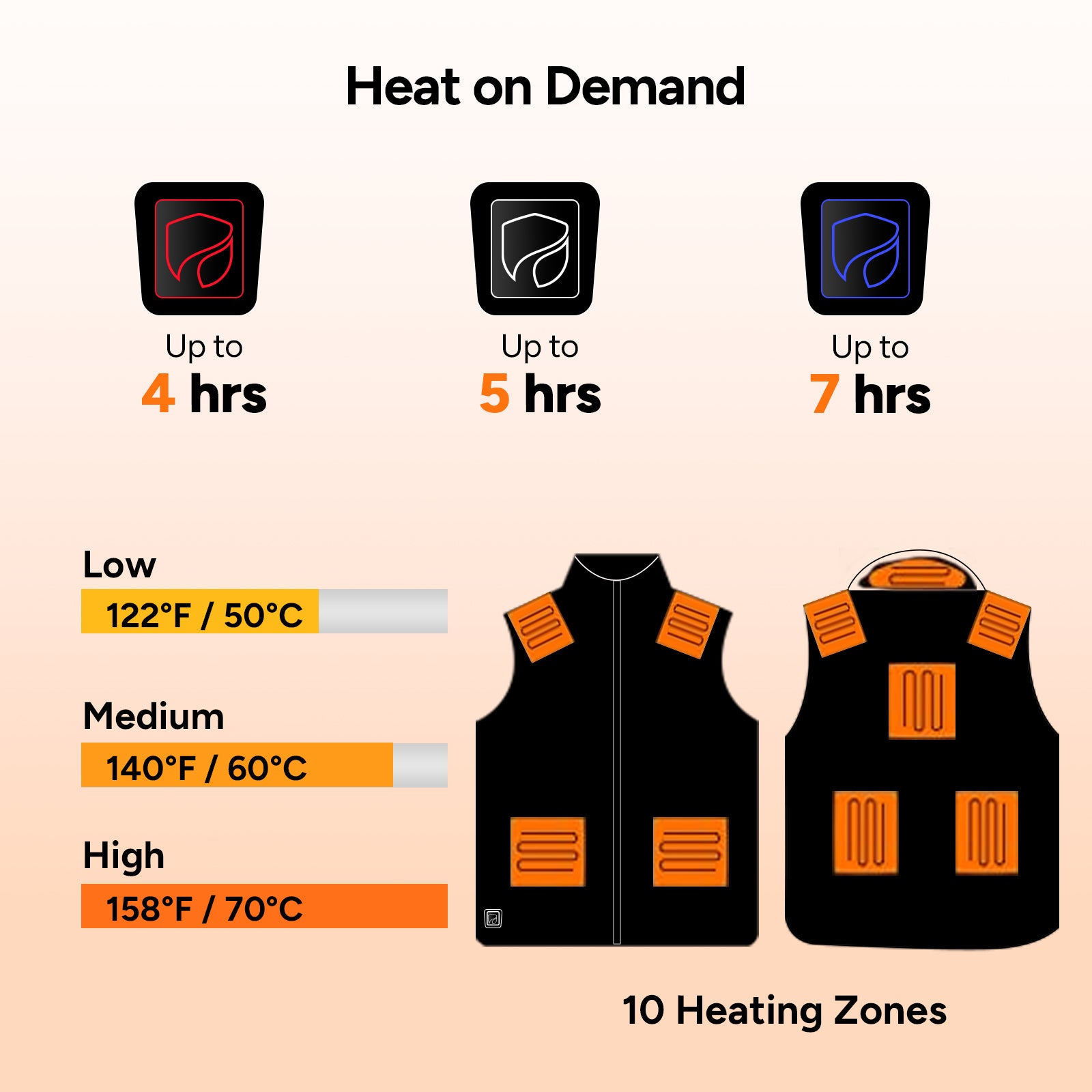 Electric Unisex Hooded Heated Vest with 7.4V 16000mAh Battery Pack