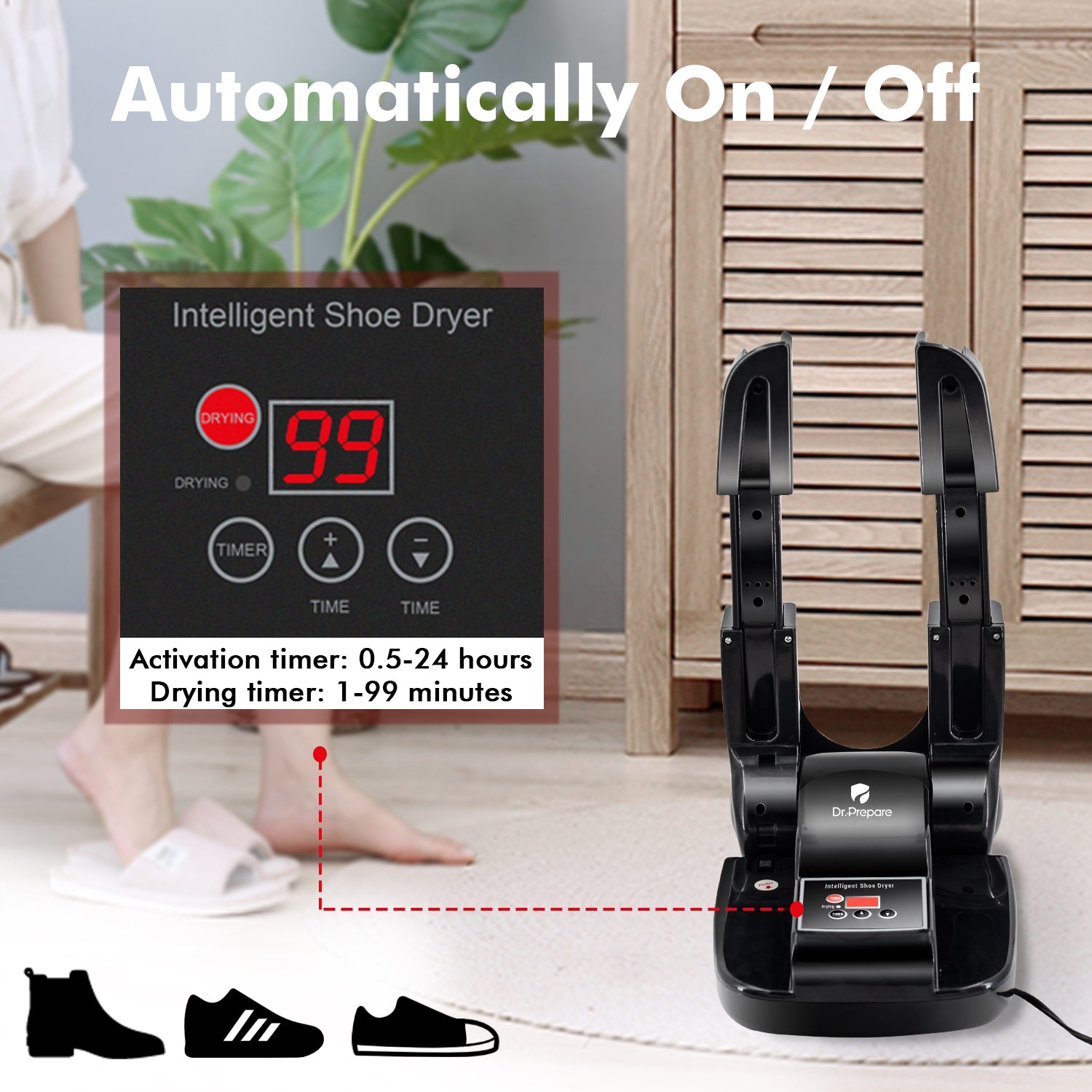 Electric Shoe Dryer w/ Timer Boot outlet Odor Remover Footwear Warmer Sock Home