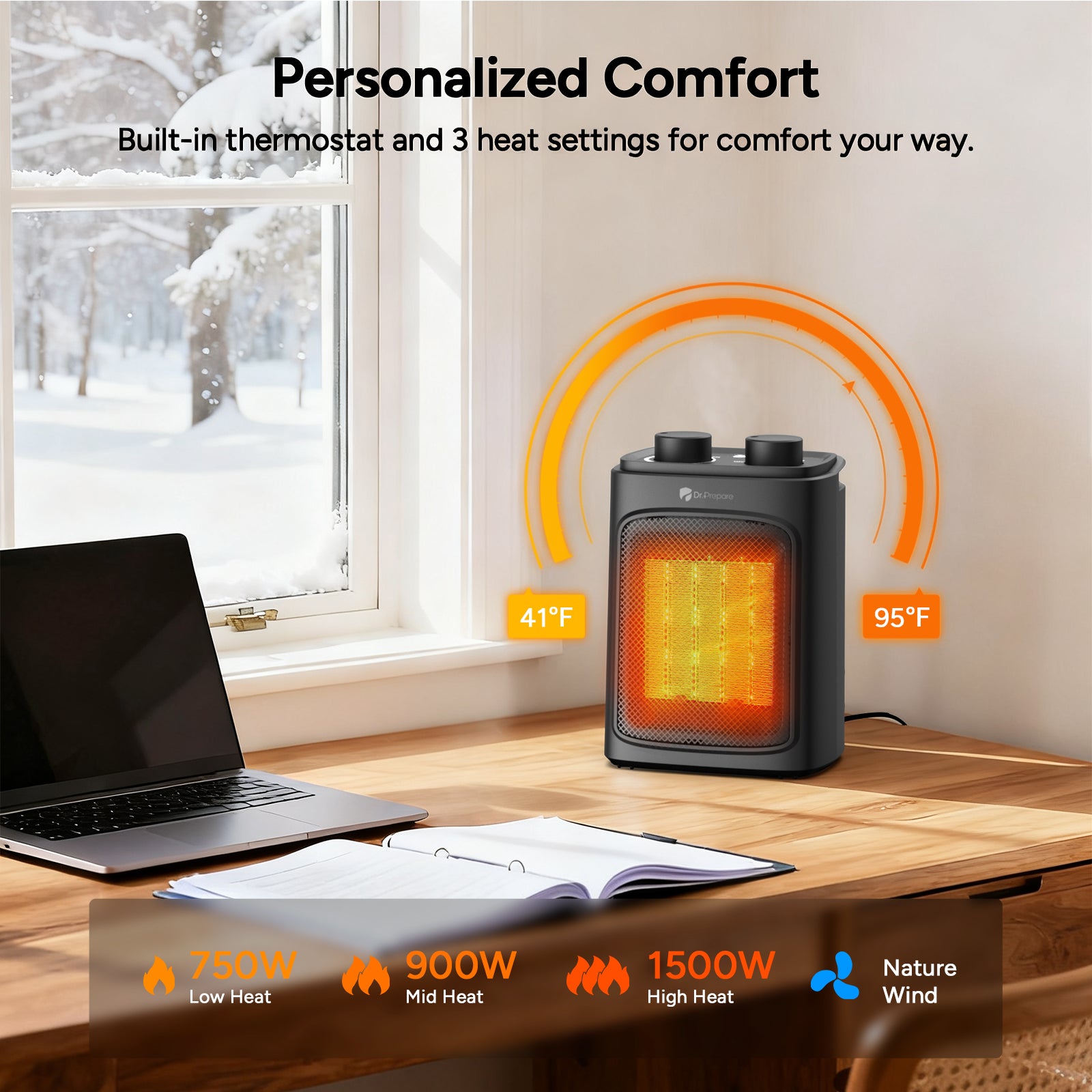 Portable Electric Space Heater (Knob Control)