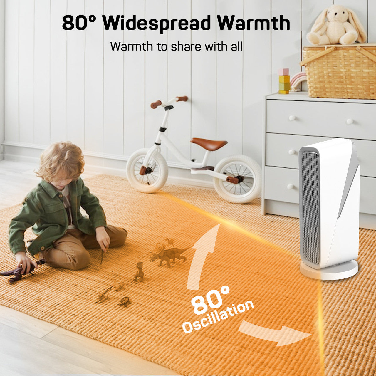 DR. PREPARE Space Heater, 1500W Fast Heating Ceramic Electric Heater, WiFi & Bluetooth App Control, Child Lock, 80° Oscillating, Overheating & Tip-Over Protection, Portable Heater for Bedroom, Office