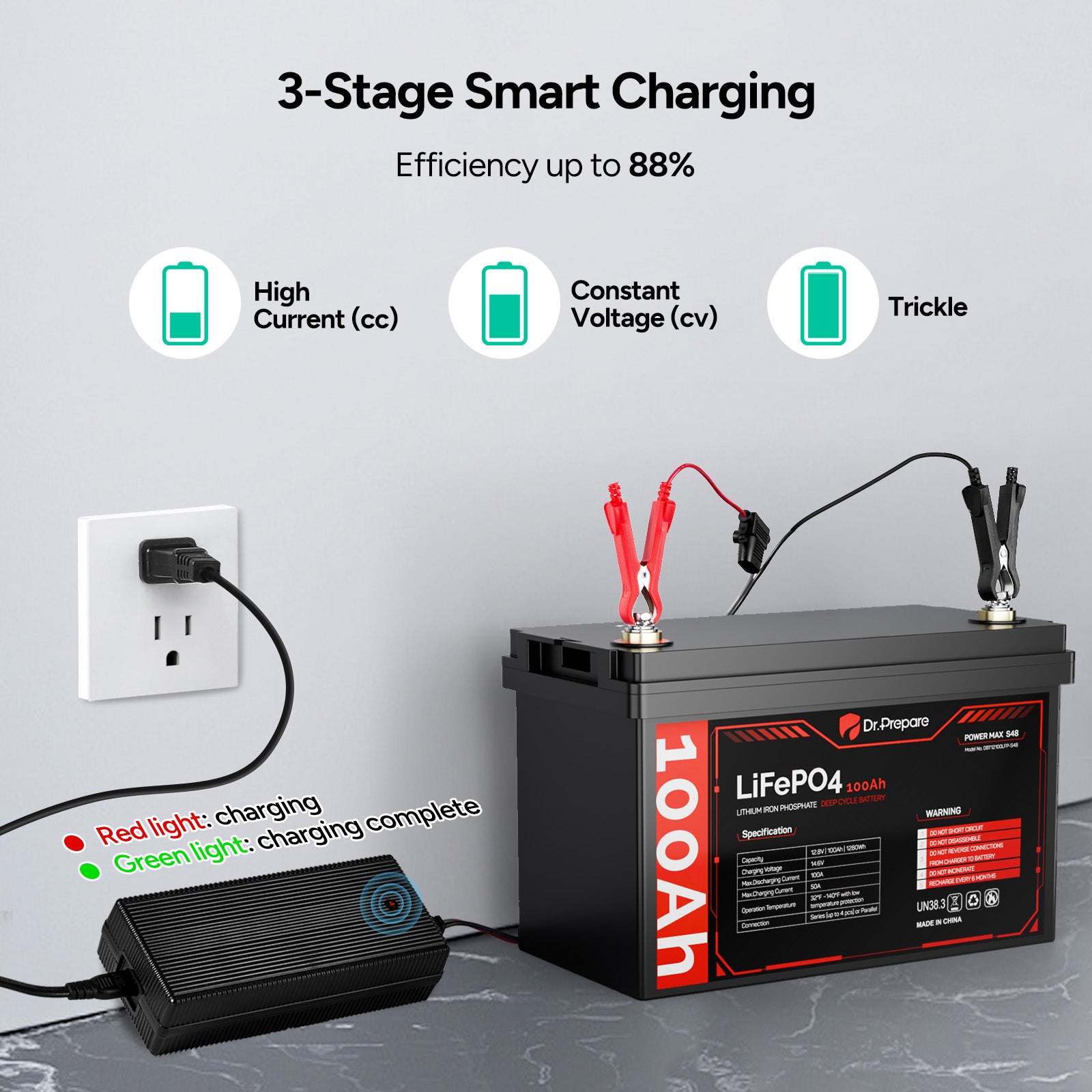 12V 100Ah LiFePO4 Battery and 14.6V 10A AC-DC Charger Bundle