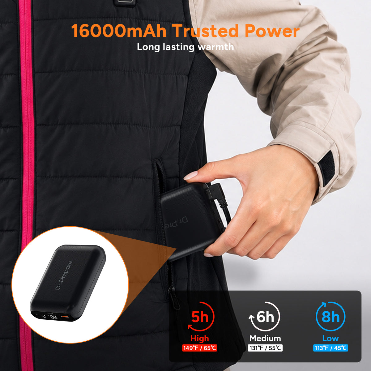 Dr.Prepare Electric Women’s Heated Vest with 16000mAh Battery Pack XS-XL