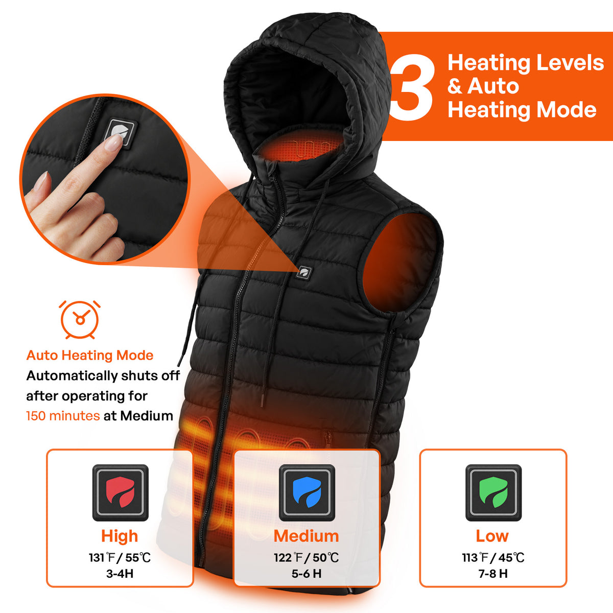 DR.PREPARE Heated Vest with Hooded Outerwear for Men Women S-2XL