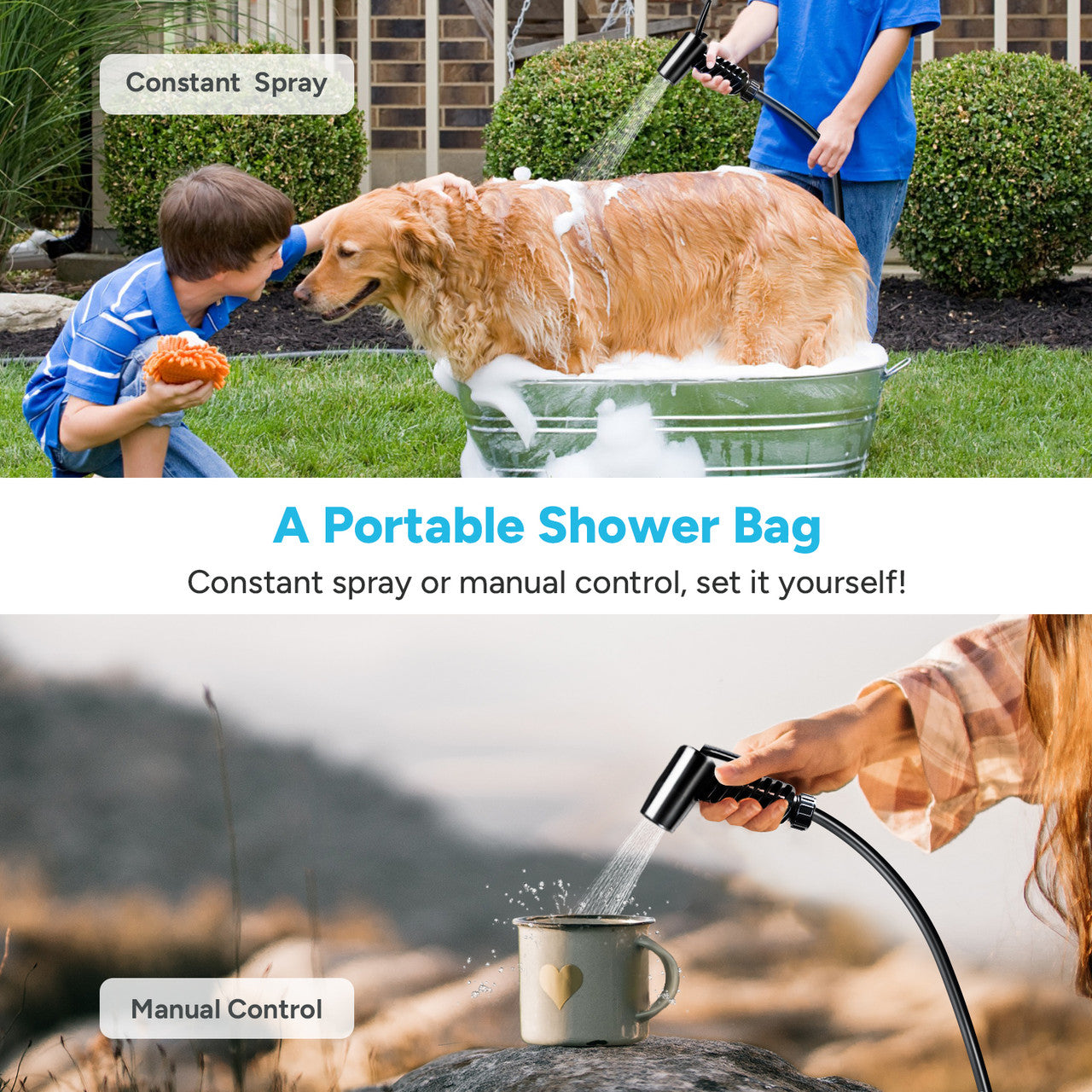 4 Gallons Portable Camp Shower Bag