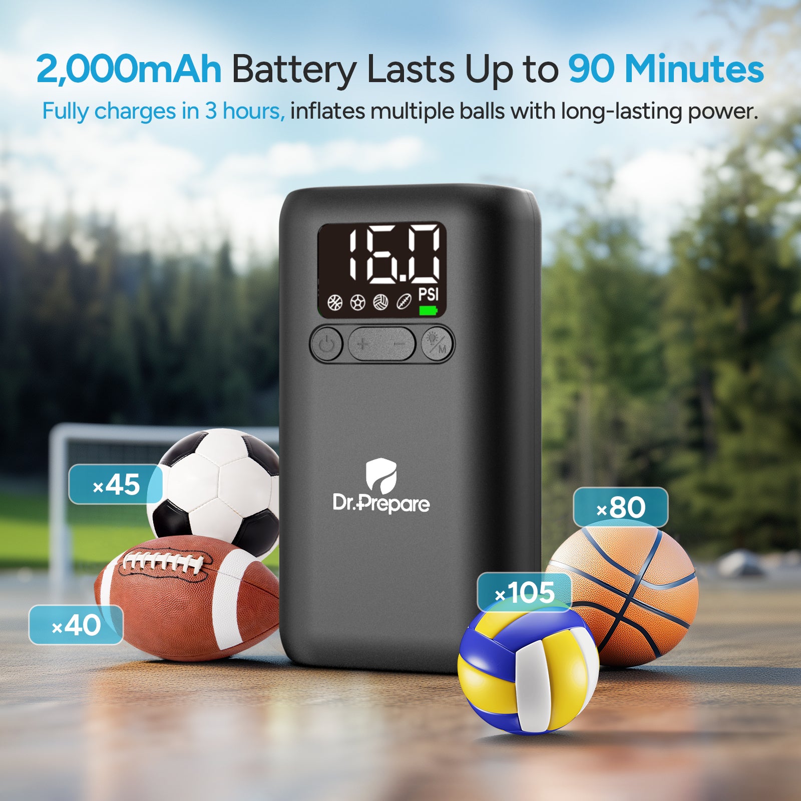 Dr.Prepare 2,000mAh Portable Air Pump