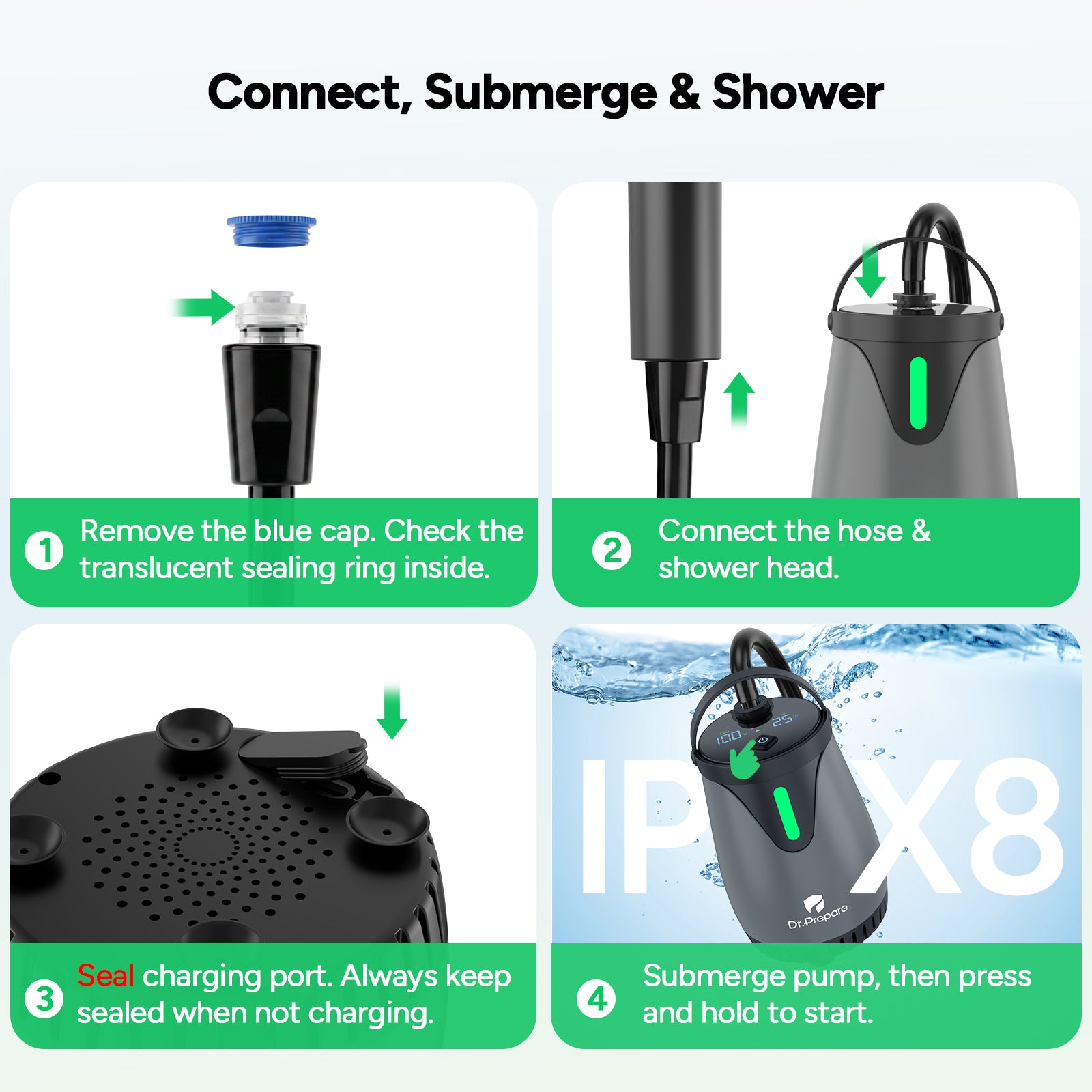 Dr.Prepare 5 Gallons (20L) Camping Shower with Water Pump