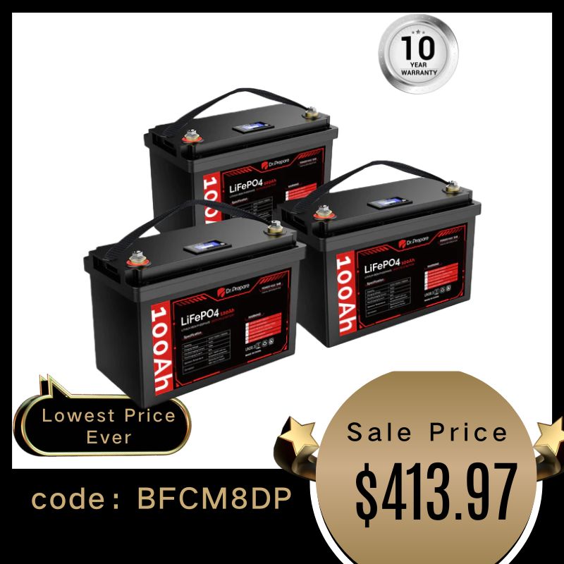 Multiple Packs 12V 100Ah LiFePO4 Lithium Battery with LED Screen - Connect In Series [10-Year Warranty]