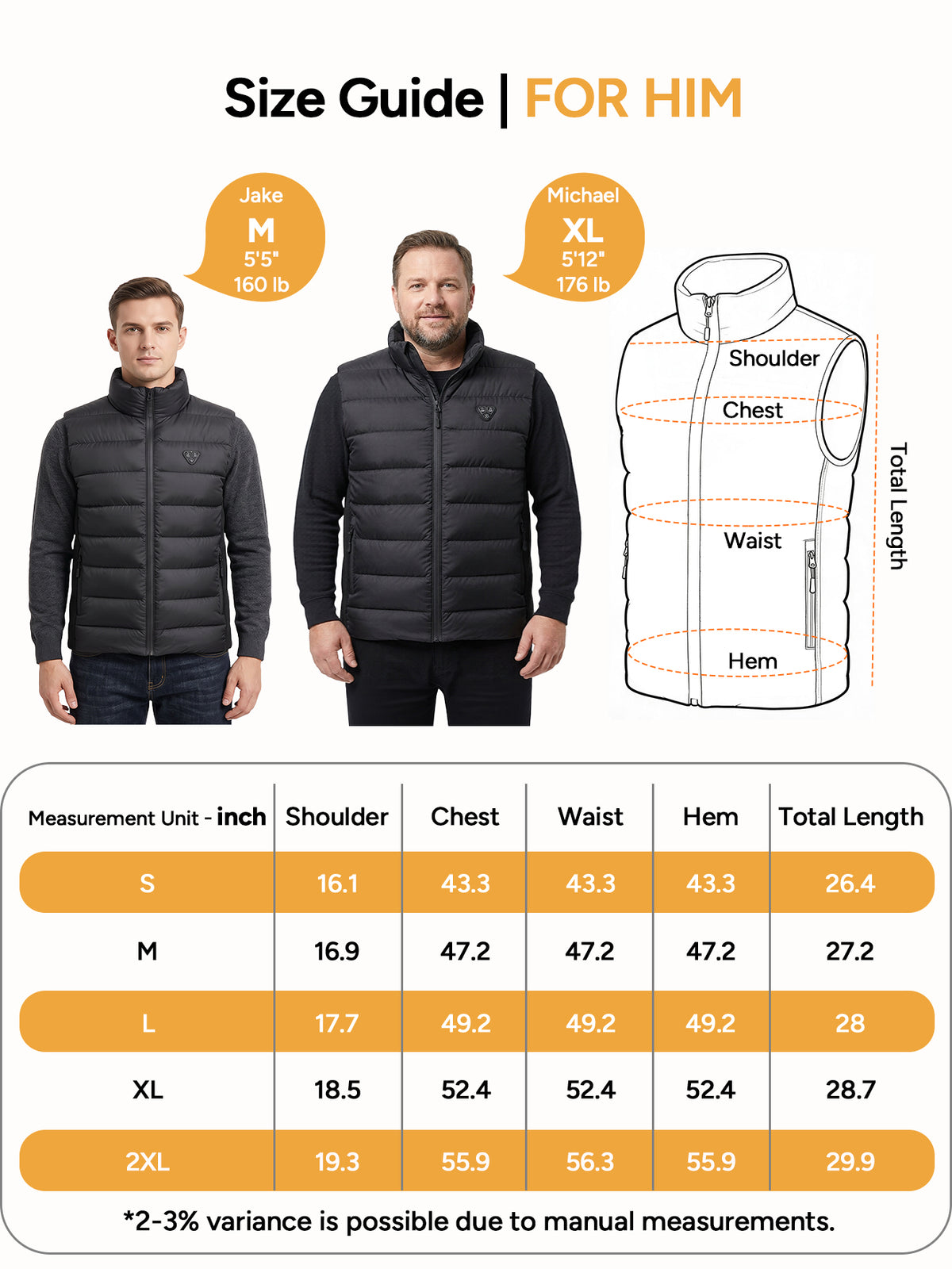 DR.PREPARE Men's Heated Vest, 8-Zone Lightweight Fleece Vest S-2XL