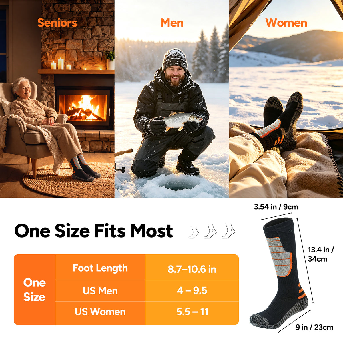 Dr.Prepare Heated Socks for Men Women with Rechargeable 5000mAh Batteries