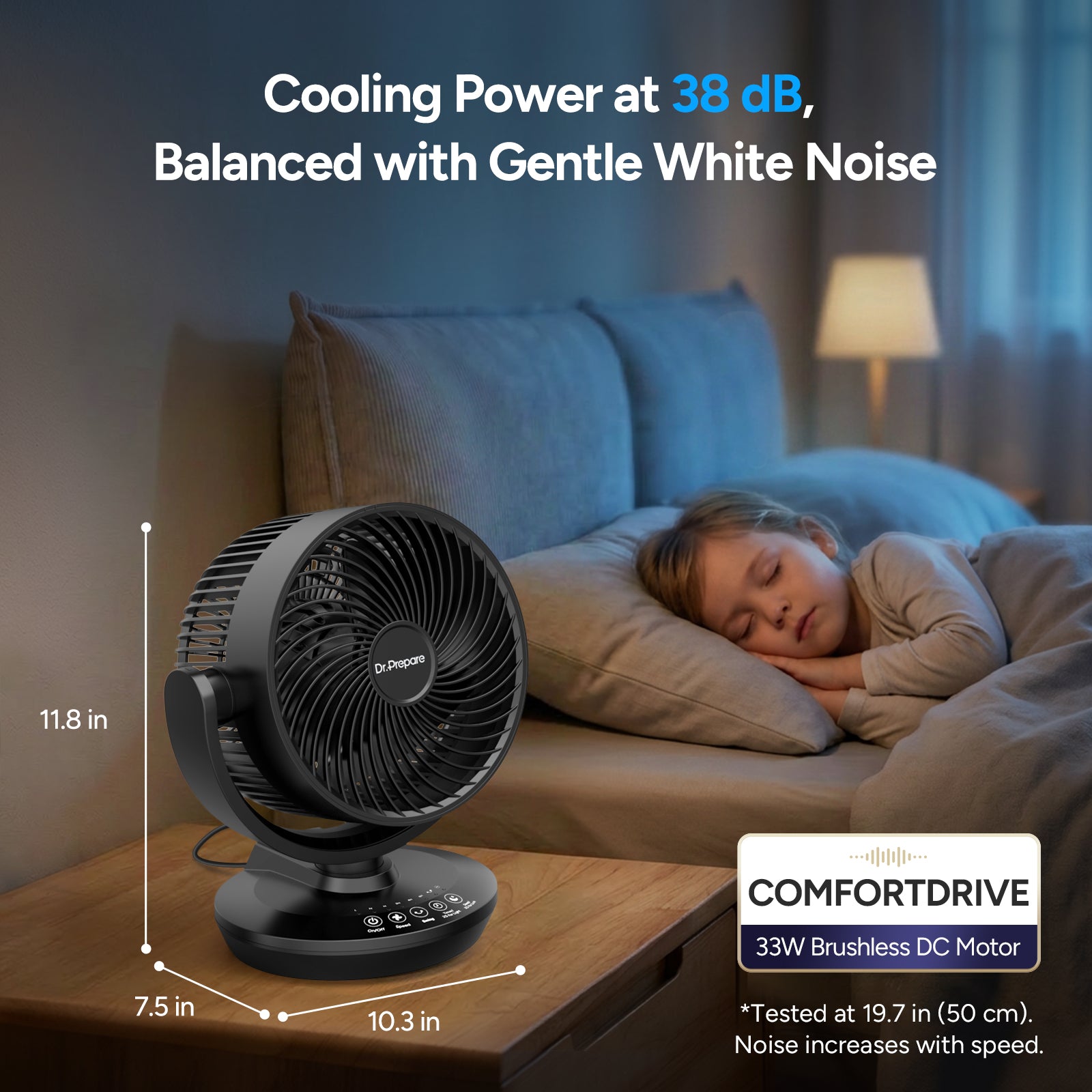 Dr.Prepare 11.8-inch Oscillating Air Circulator Fan with Remote