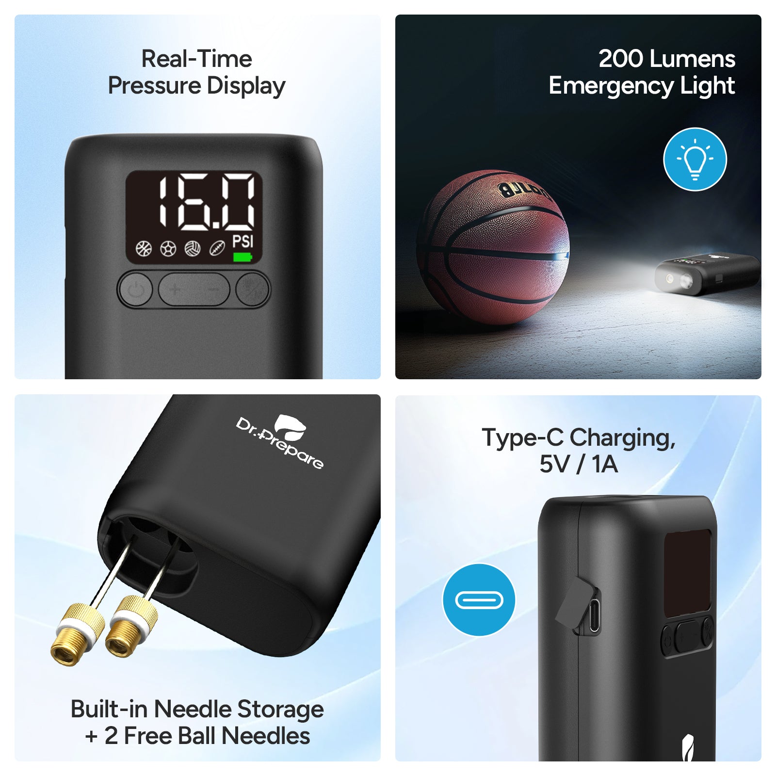 Dr.Prepare 2,000mAh Portable Air Pump
