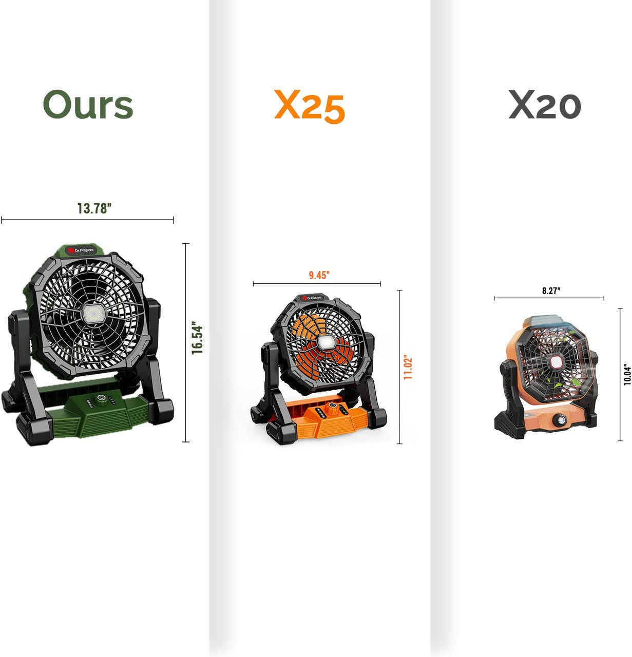 X35 Portable Camping Fan with LED Light