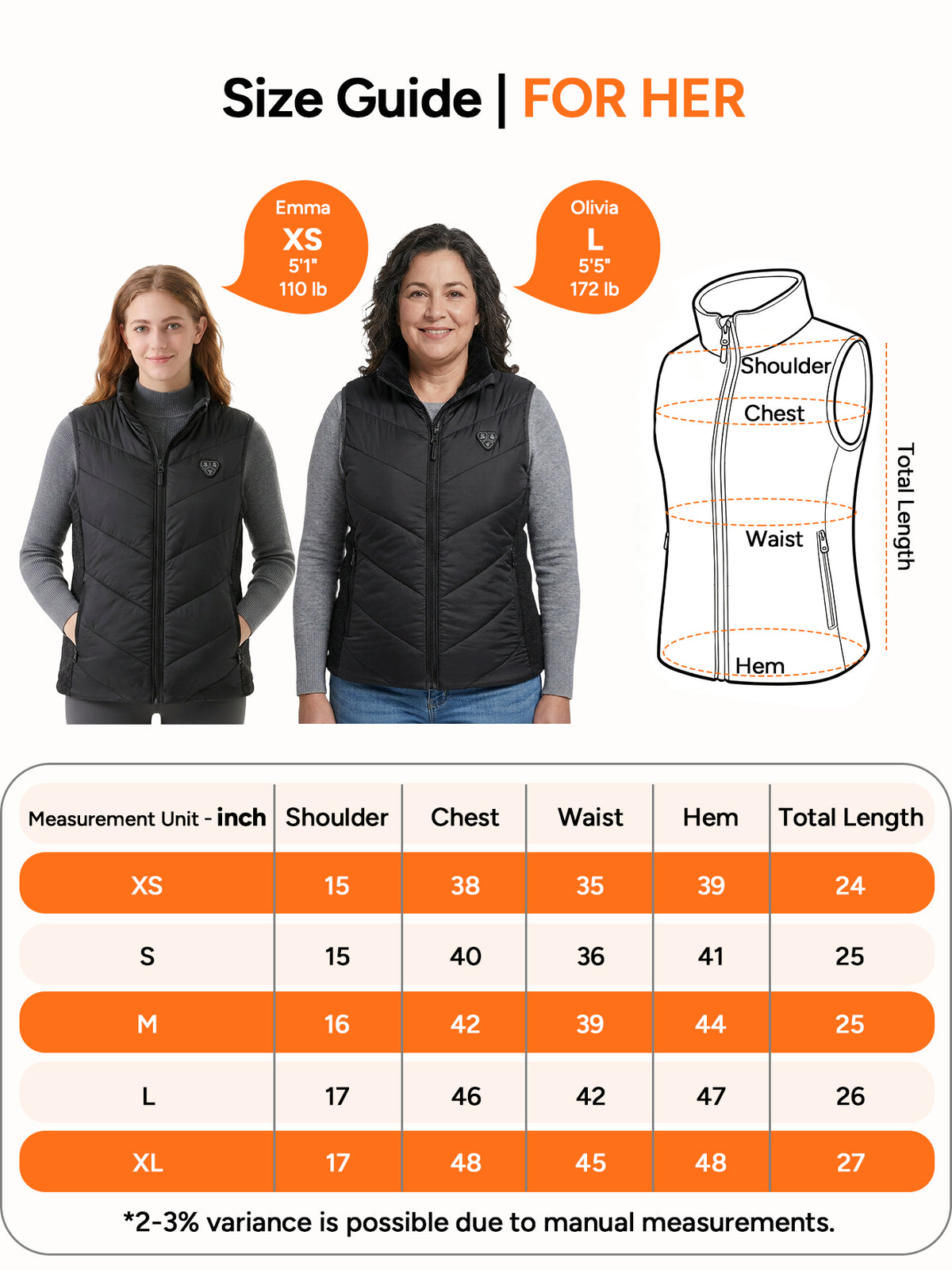 DR.PREPARE Heated Vest for Women, Contoured Fit, 16000mAh, 7.4V, 7H Heat