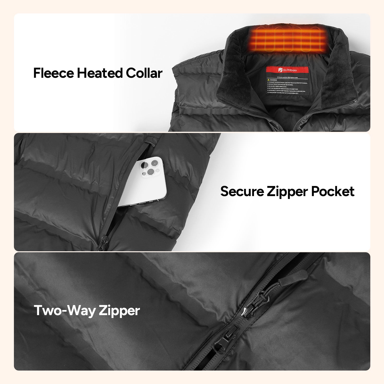 Electric Unisex Heated Vest with 7.4V 16000mAh Battery Pack