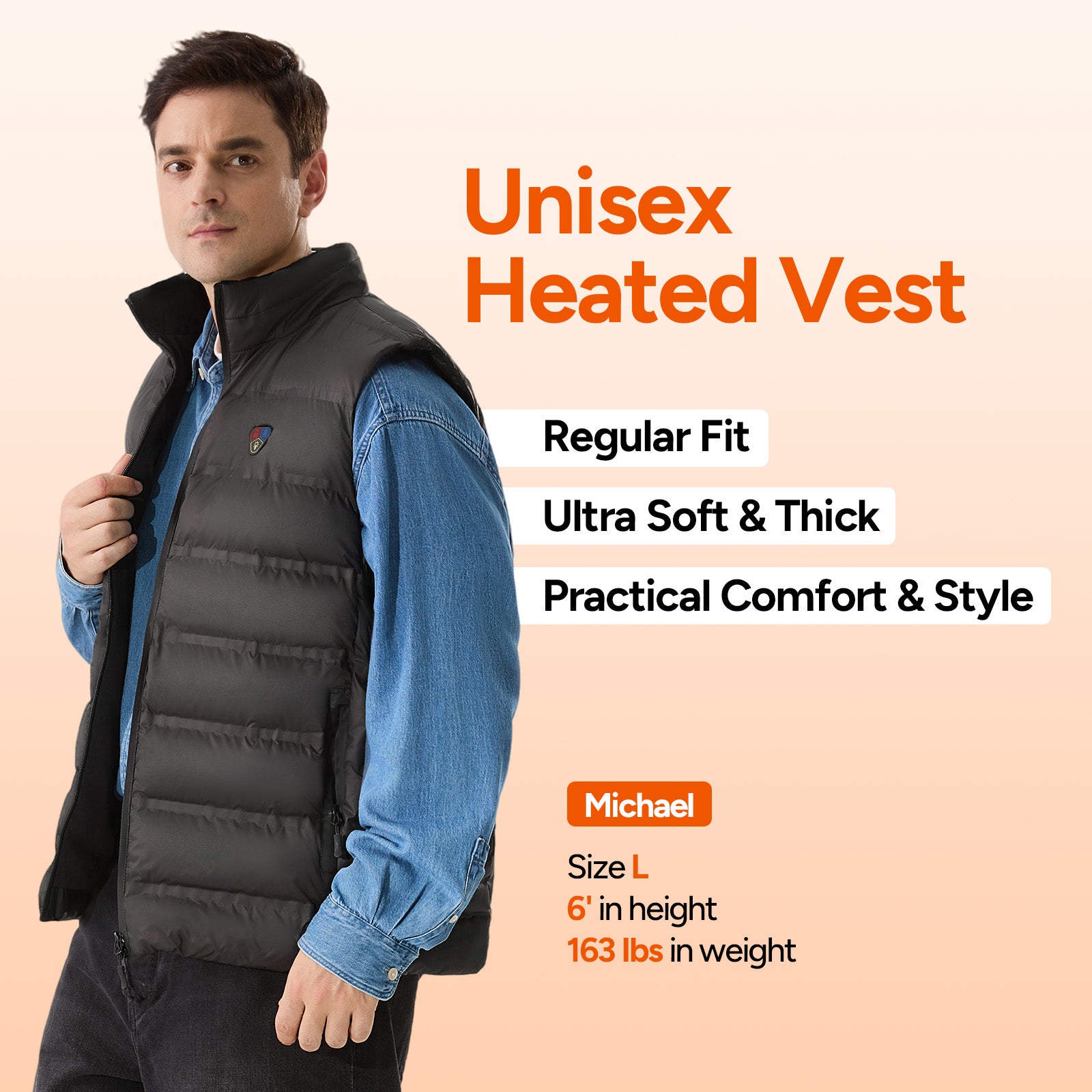 Electric Unisex Heated Vest with 7.4V 16000mAh Battery Pack