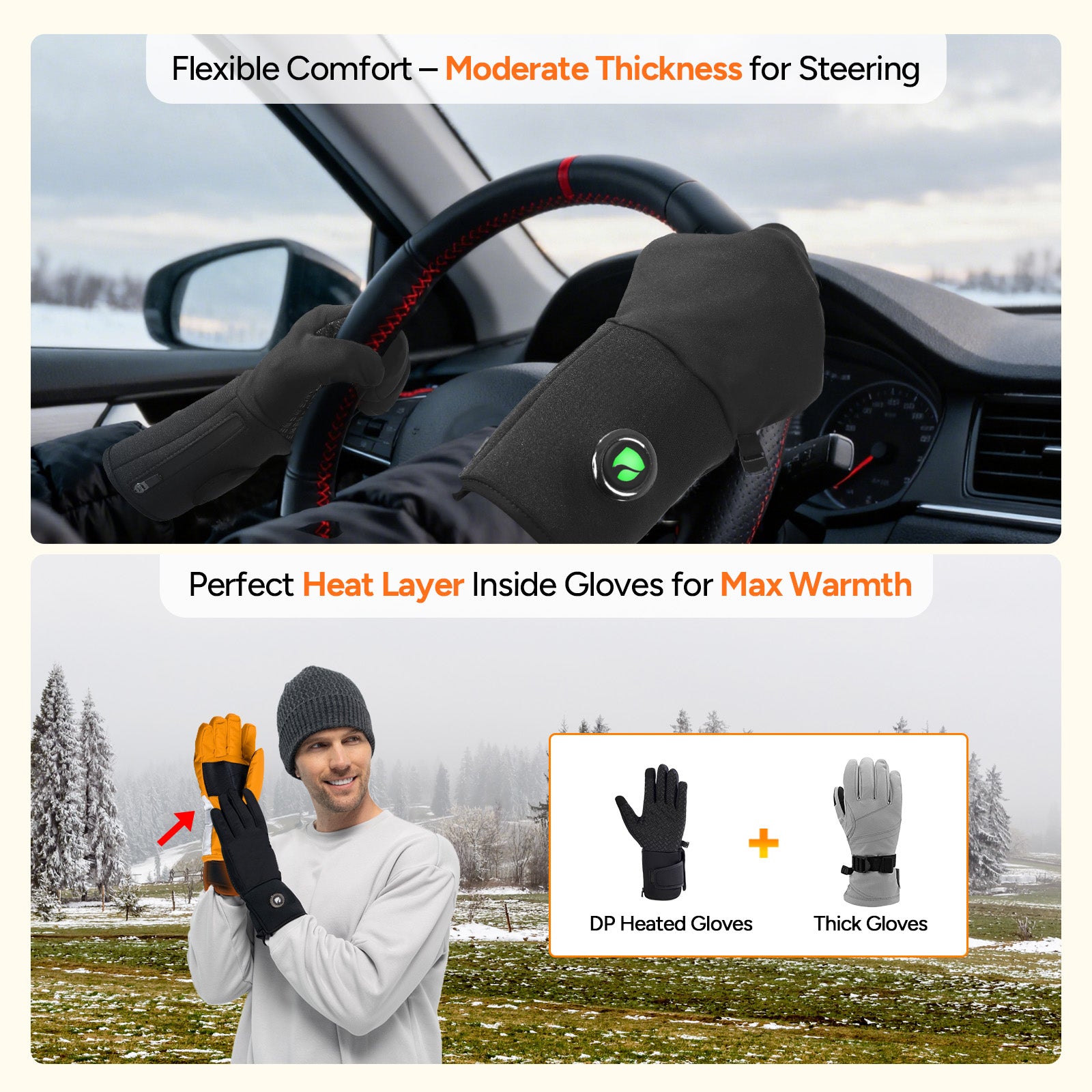 Heated Gloves with 7.4V 3200mAh Battery