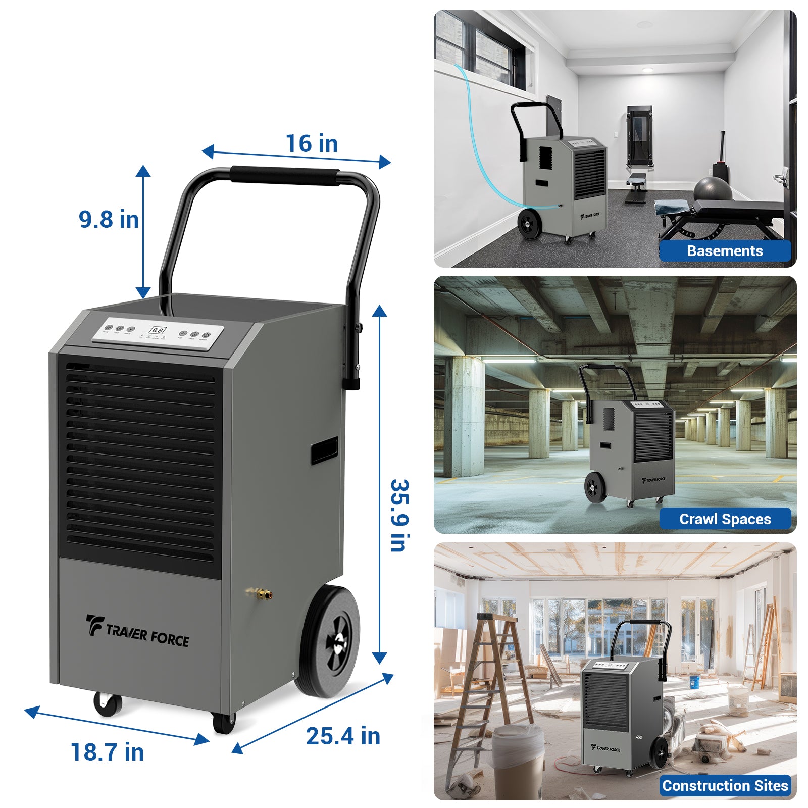 Traver Force 170 Pints Commercial Dehumidifier