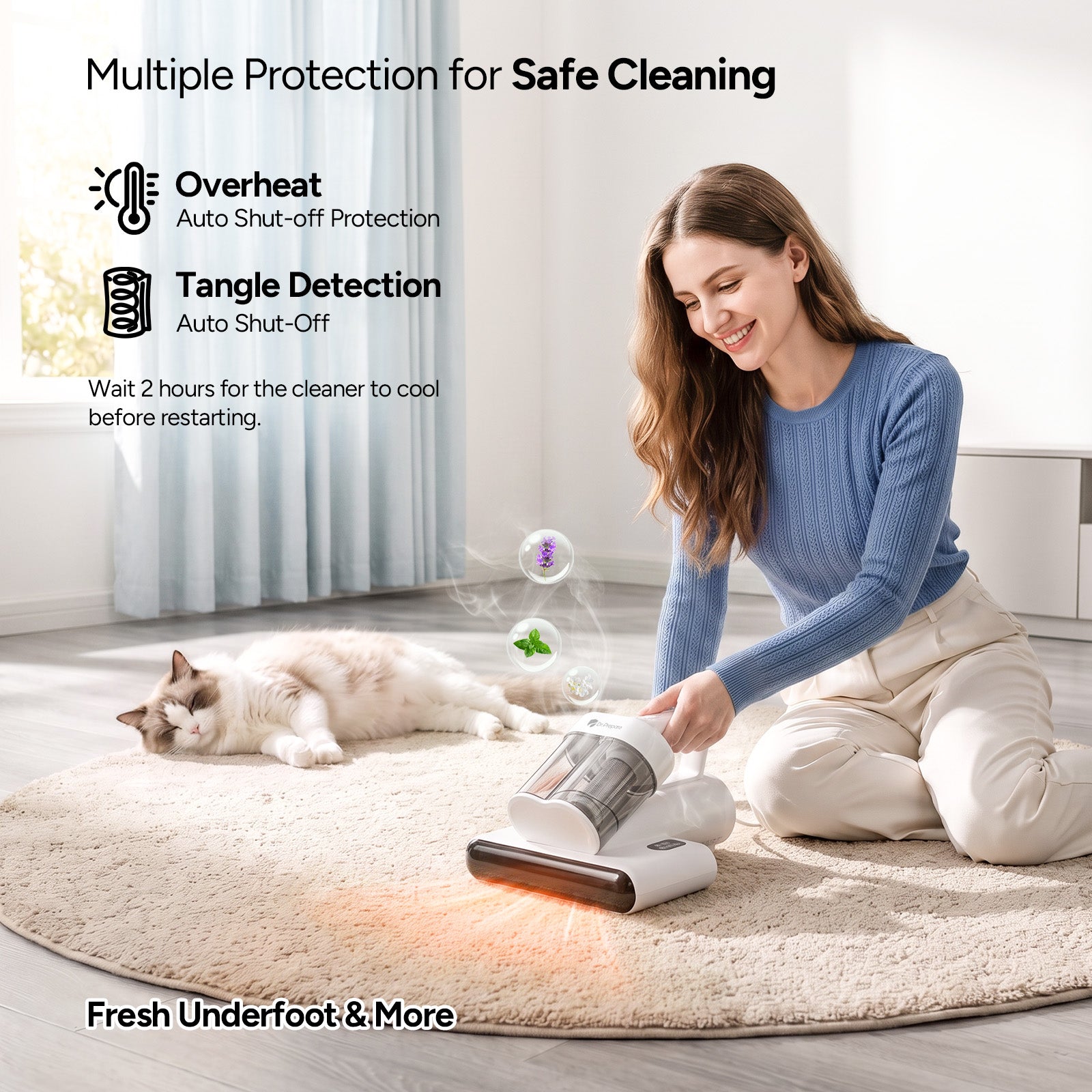 Dr.Prepare Mattress Vacuum, 15kPa Suction, 500WCorded Bed Vacuum, UV-C&Heat