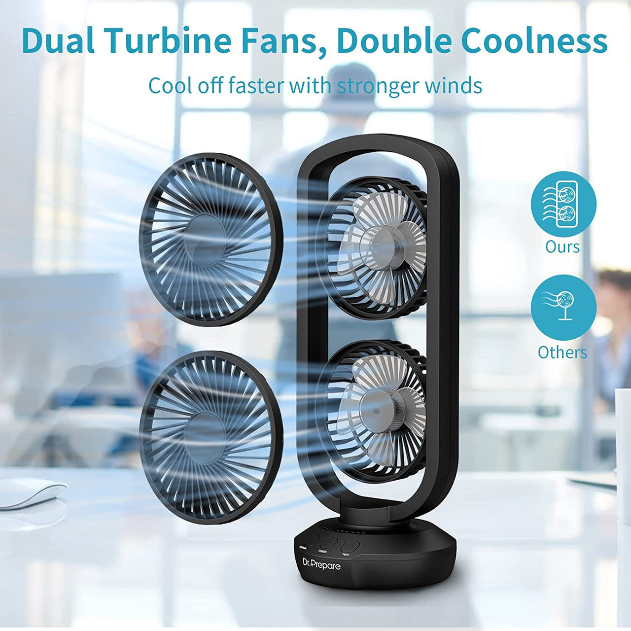 15" Portable Fan with 10000mAh Rechargeable Batteries