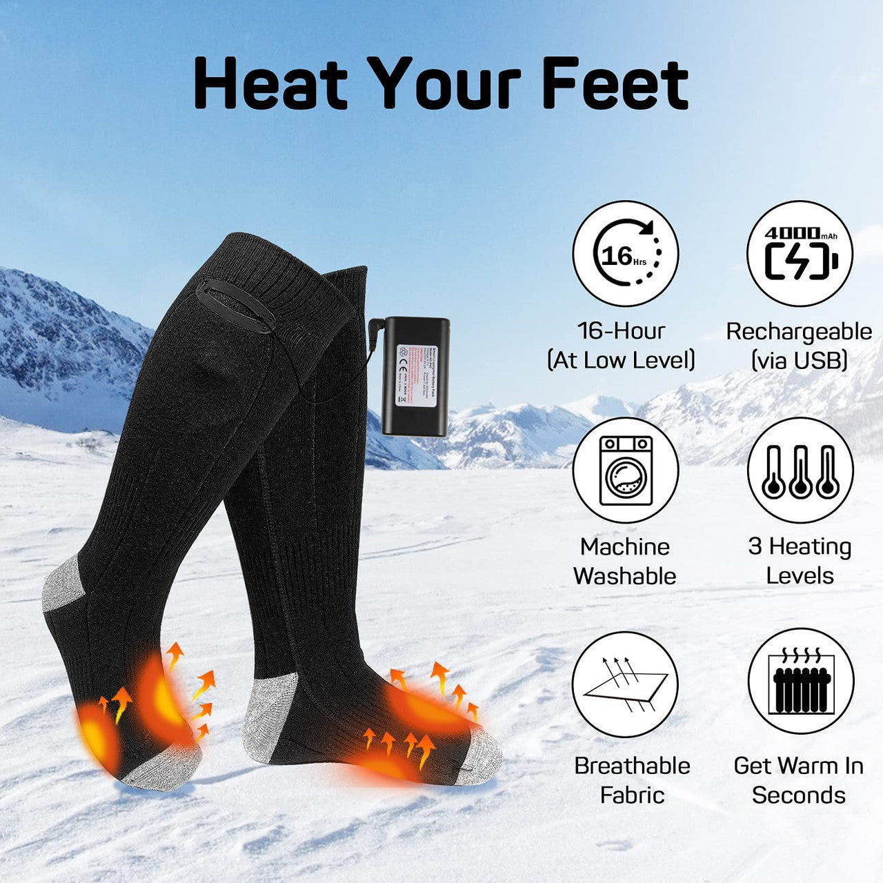 Heated Socks for Men/Women - Upgraded Construction