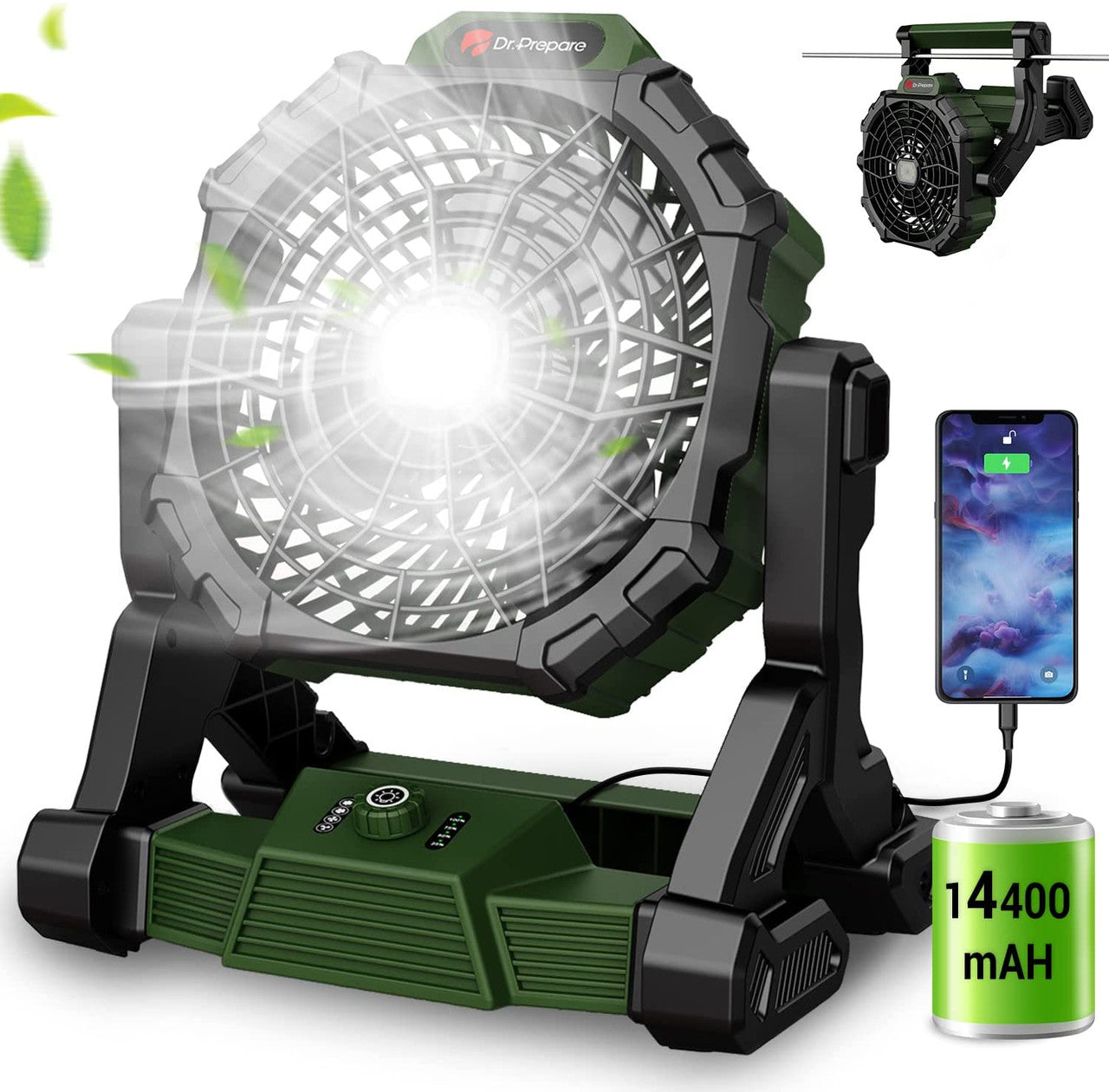 X35 Portable Camping Fan with LED Light