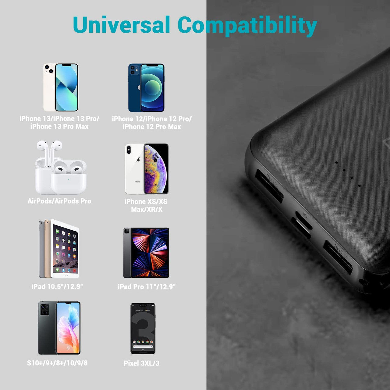 Dr. Prepare 10000mAh Portable Charger, 5V 3A Fast Charging Power Bank with USB C Input & Dual Output, Ultra-Compact External Battery Pack for iPhone, iPad, Heated Vest and Heated Jacket